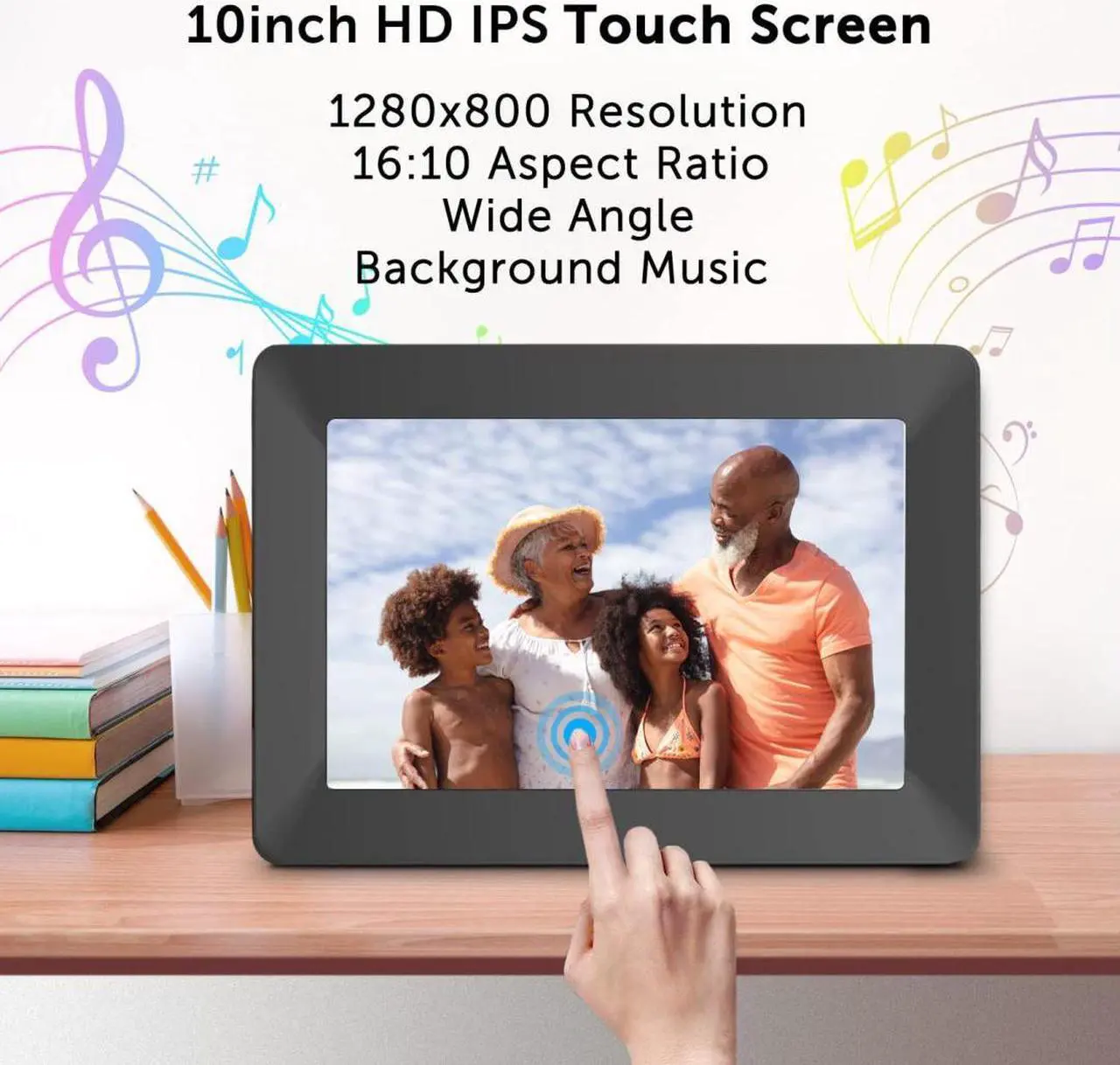 Alt view image 14 of 16 - Eco4Life 10.1" WiFi Digital Picture Frame with Photo/Video Sharing