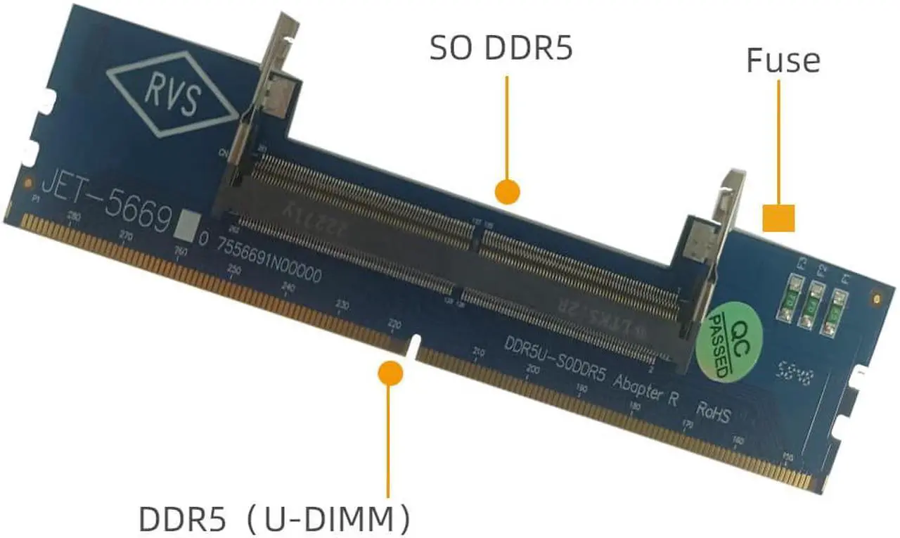 Alt view image 3 of 5 - Laptop DDR5  RAM to SO DDR5 U-DIMM Desktop Adapter Card, Memory Tester SO DDR5 to DDR5 U-DIMM Converter