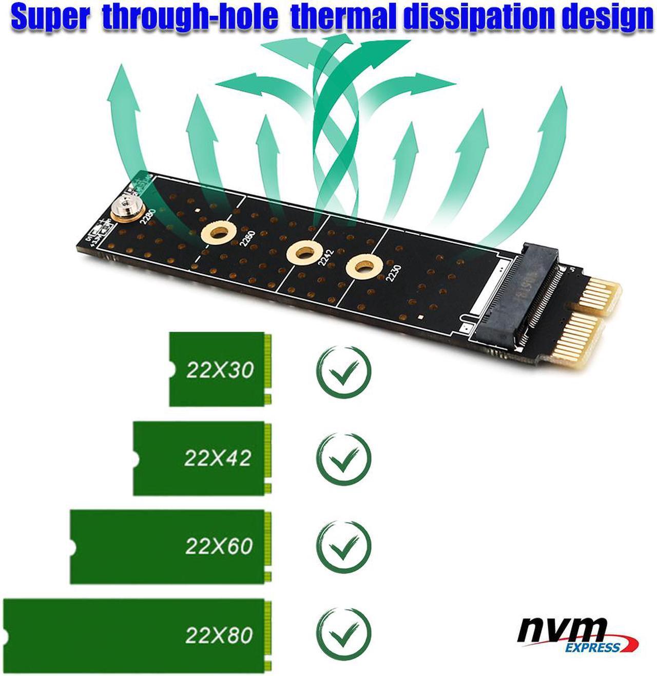 Alt view image 3 of 6 - NEW NGFF(M.2)  nvme M key SSD to PCI- E 1X Adapter with Heatsink(vertical installation)
