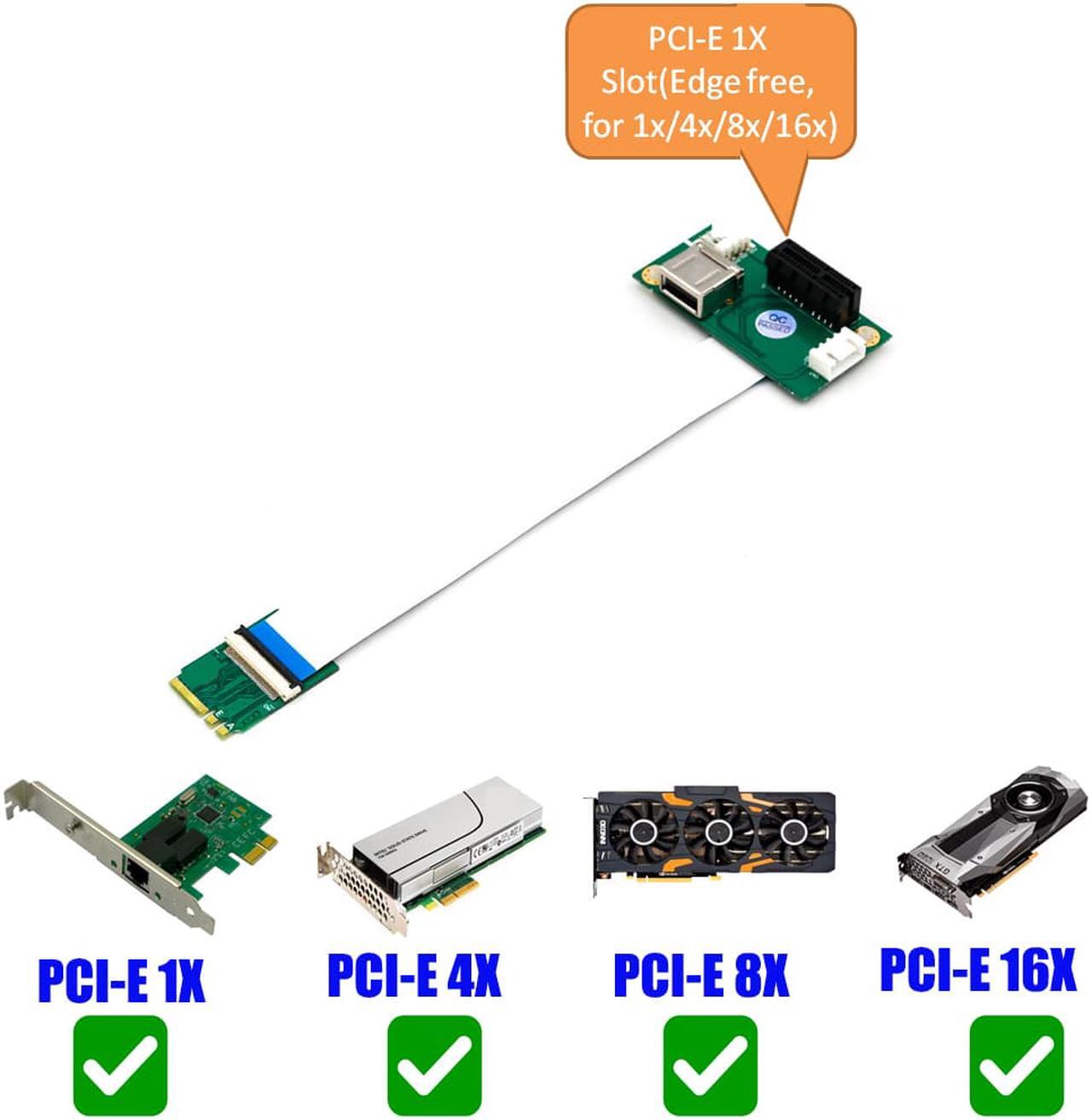 Alt view image 2 of 7 - NGFF (M.2)  Key A/E  to PCI-E Express X1+USB Riser Card with High Speed FPC Cable