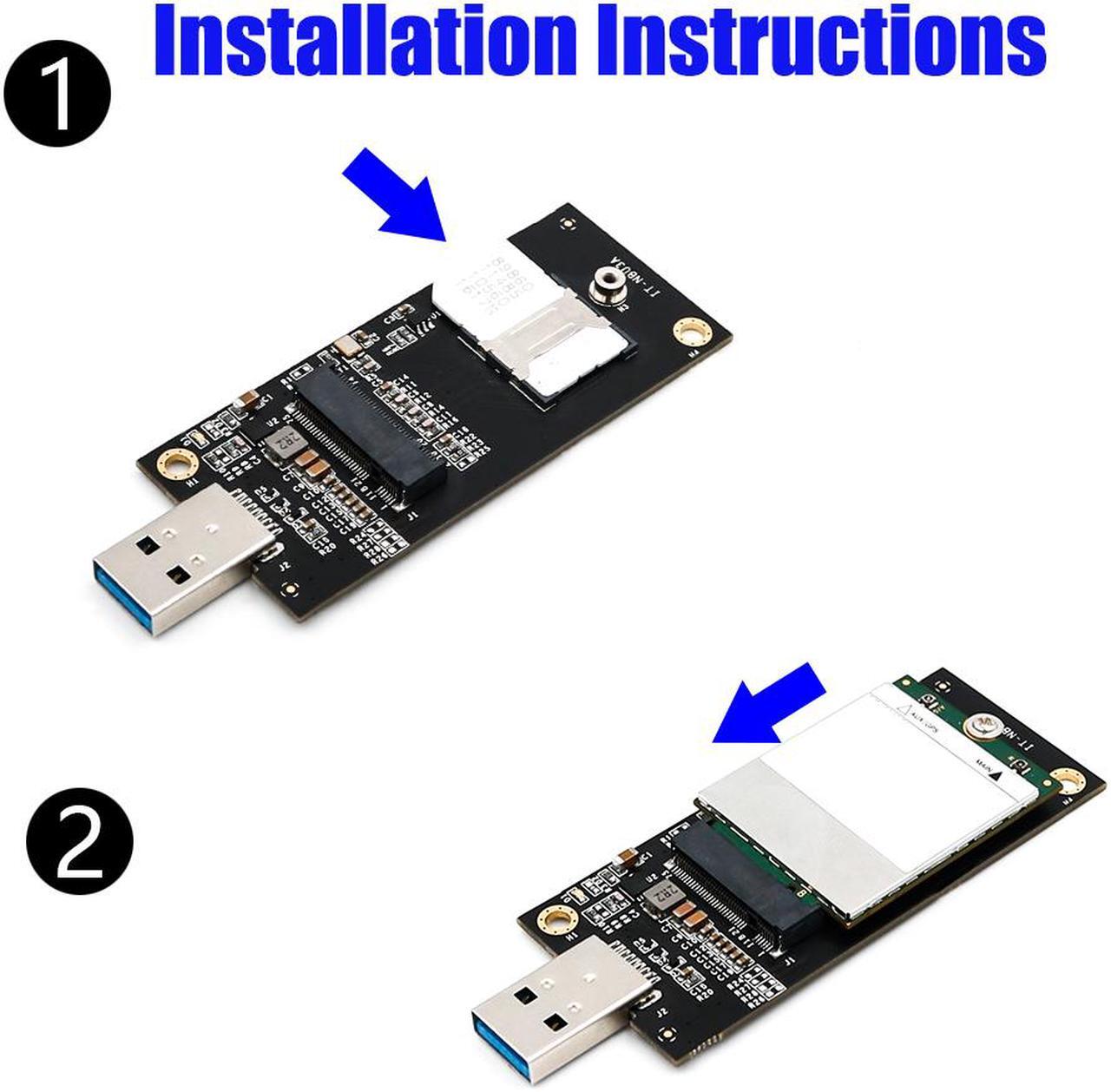 Alt view image 2 of 7 - NGFF(M.2)  key B  to USB 3.0 Adapter  with SIM 6pin Slot for WWAN/LTE Module