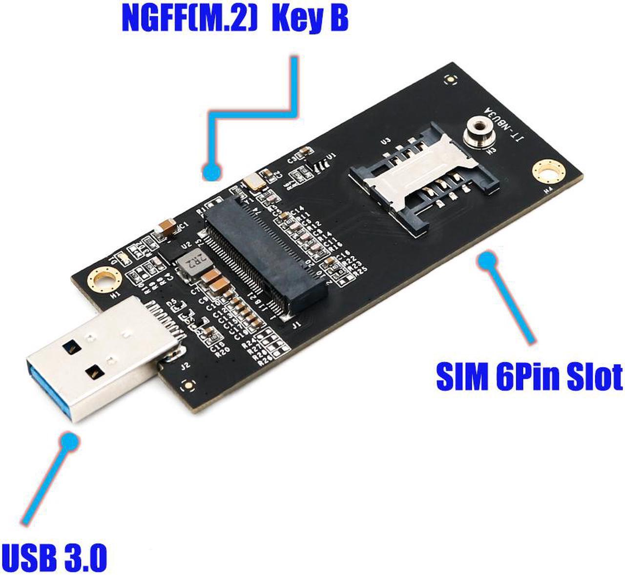 Main image of NGFF(M.2)  key B  to USB 3.0 Adapter  with SIM 6pin Slot for WWAN/LTE Module