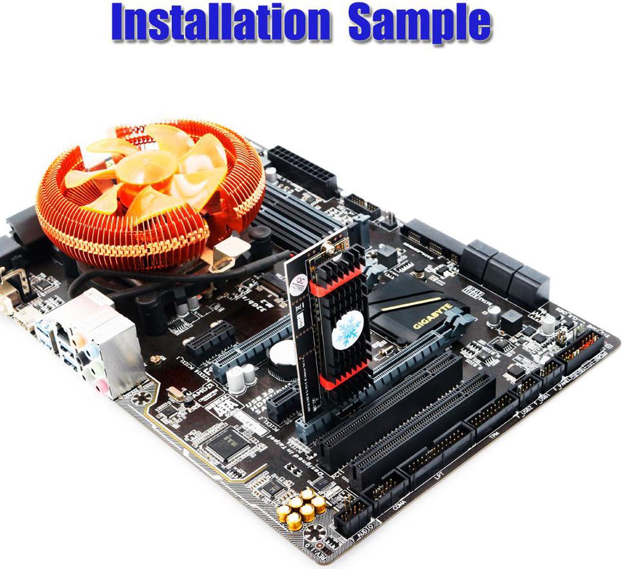 Main image of NGFF(M.2)  nvme M key SSD to PCI- E 4X Adapter with Heatsink(vertical installation)