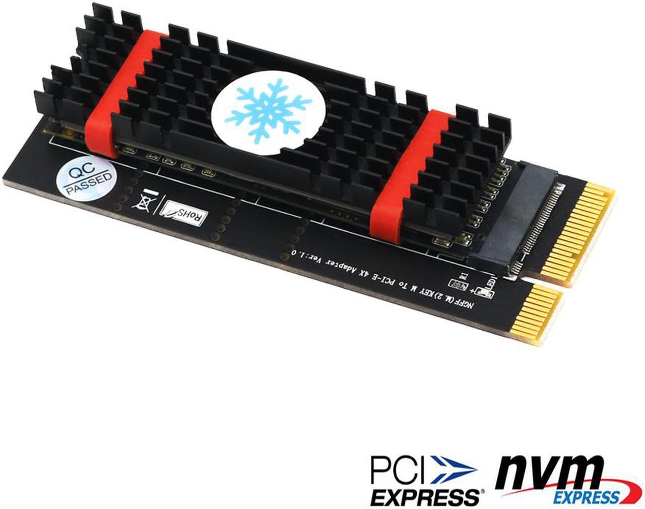 Alt view image 2 of 7 - NGFF(M.2)  nvme M key SSD to PCI- E 4X Adapter with Heatsink(vertical installation)