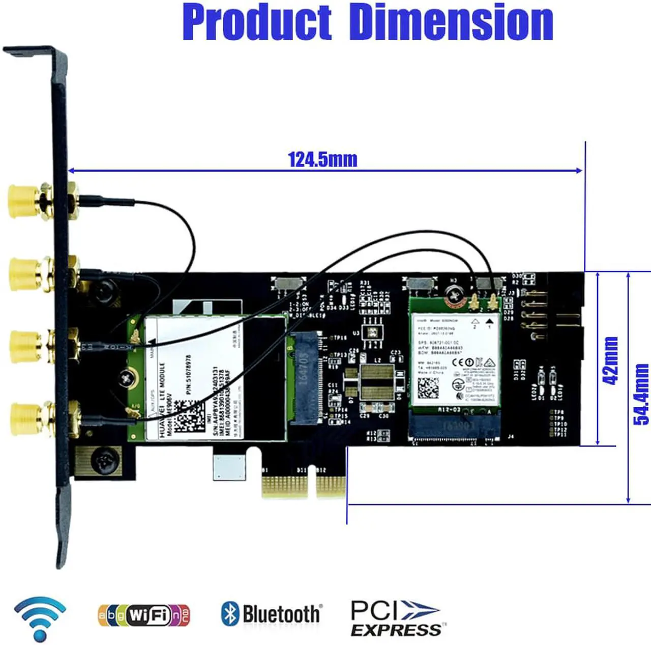 Alt view image 2 of 7 - NGFF M.2 Key B and key A to PCIe X1 Adpater for 3G/4G and WiFi Card