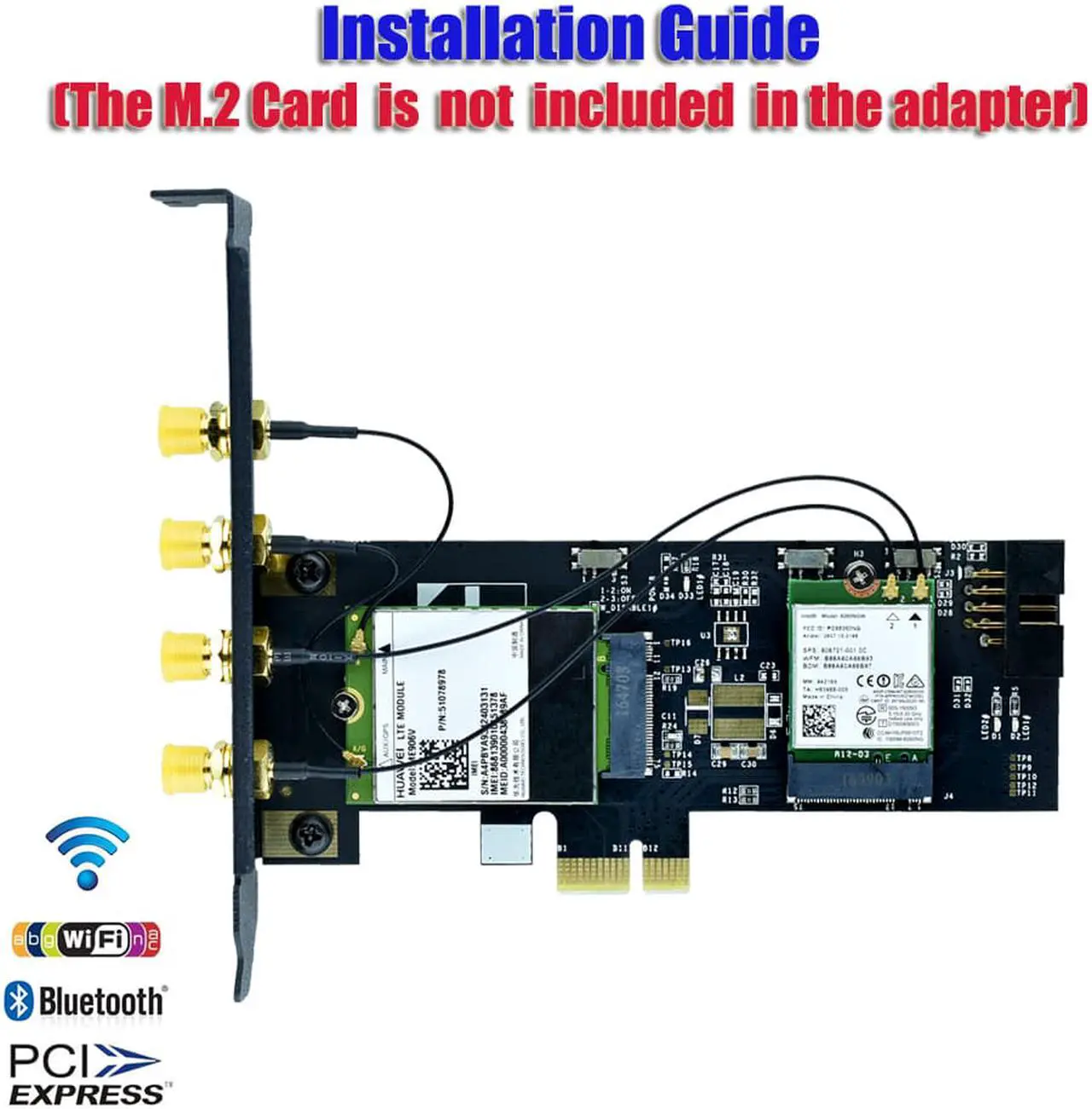 Alt view image 4 of 7 - NGFF M.2 Key B and key A to PCIe X1 Adpater for 3G/4G and WiFi Card
