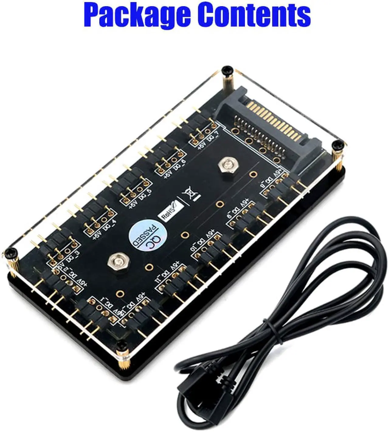 Alt view image 5 of 7 - 12way 5V RGB LED Splitter Hub with PMMA Case and Magnetic standoff for ASUS/MSI 5V 3pin LED controller