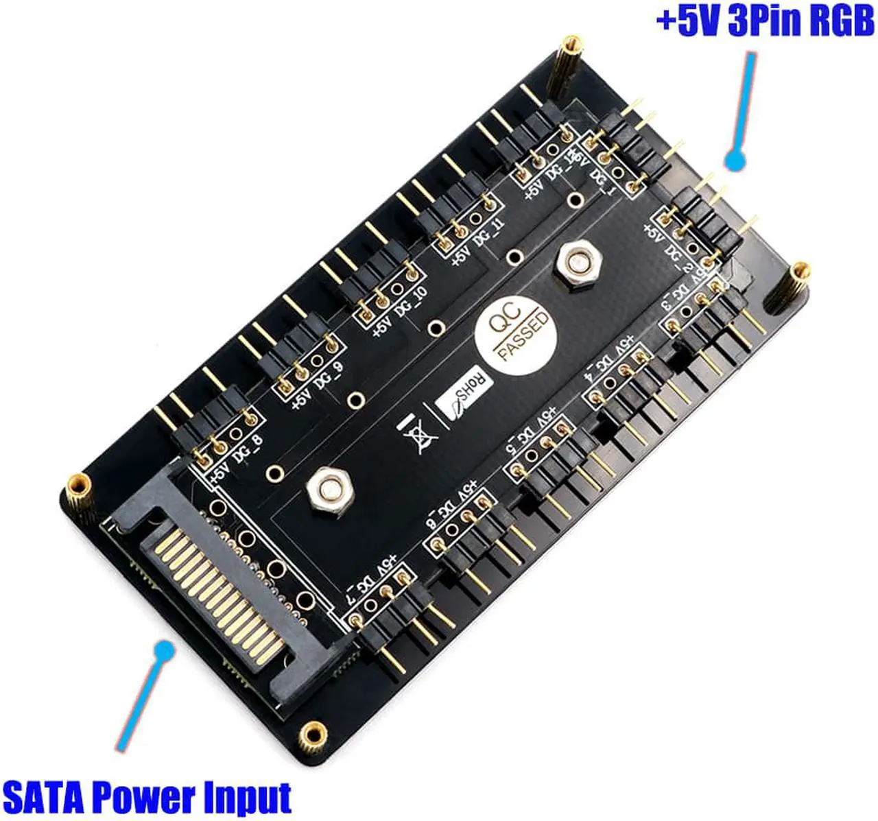 Alt view image 6 of 7 - 12way 5V RGB LED Splitter Hub with PMMA Case and Magnetic standoff for ASUS/MSI 5V 3pin LED controller