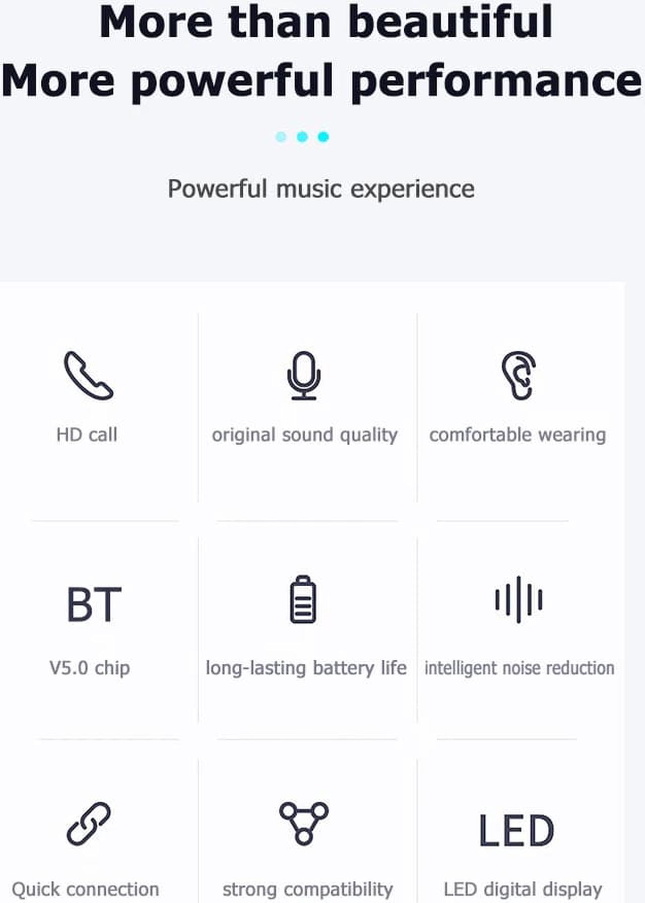 Alt view image 5 of 6 - Earphones Bluetooth Stereo Earphones TWS Mini Wireless Earbuds IPX5 Waterproof Headphones for Music Calling Sports