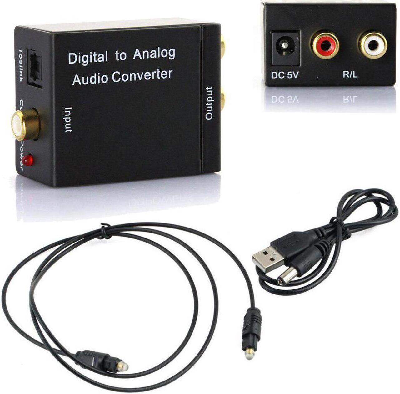 Optical Coaxial to Analog R/L Audio Converter SPDIF  Audio to Analog Converters Adapter with USB Power Cable