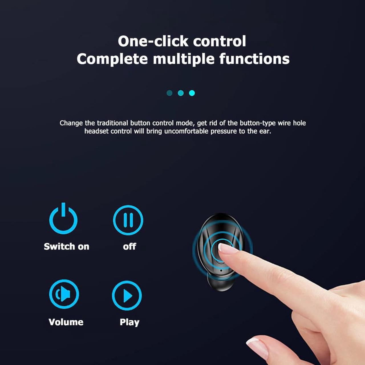 Alt view image 3 of 6 - Earphones Bluetooth Stereo Earphones TWS Mini Wireless Earbuds IPX5 Waterproof Headphones for Music Calling Sports