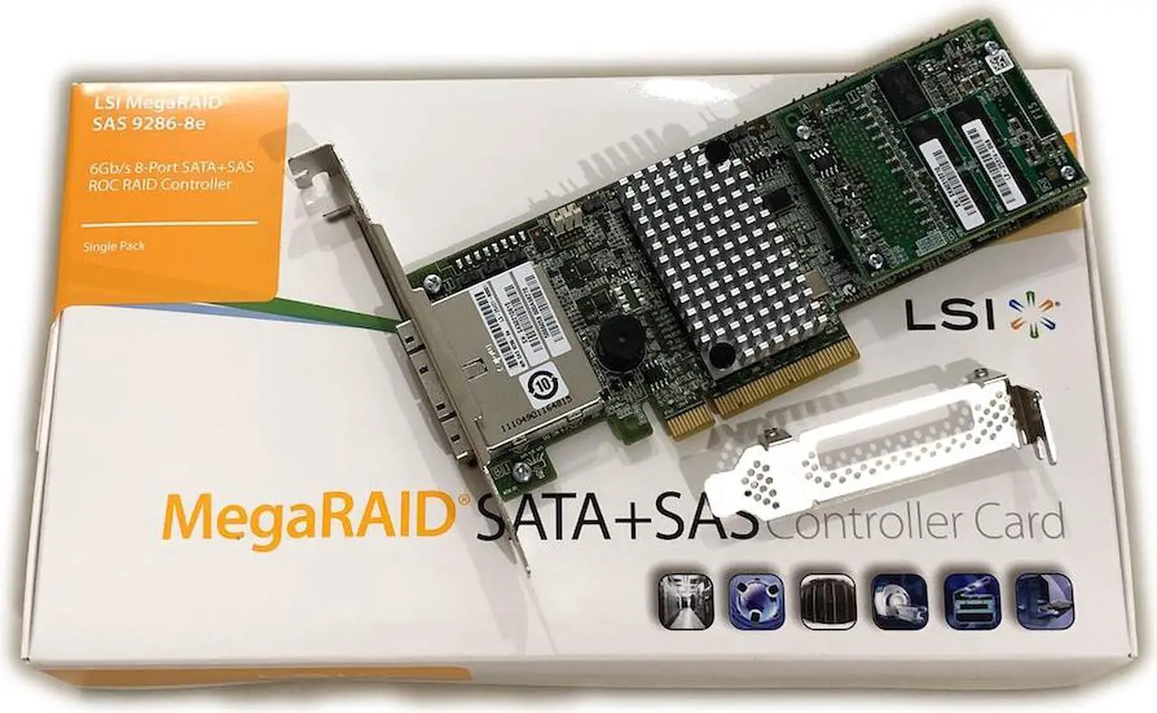 Alt view image 6 of 6 - LSI 9286-8e MegaRAID SAS SATA 8 Port External ROC RAID Card Controller LSI00332 L5-25421 Broadcom (Retail Packed)