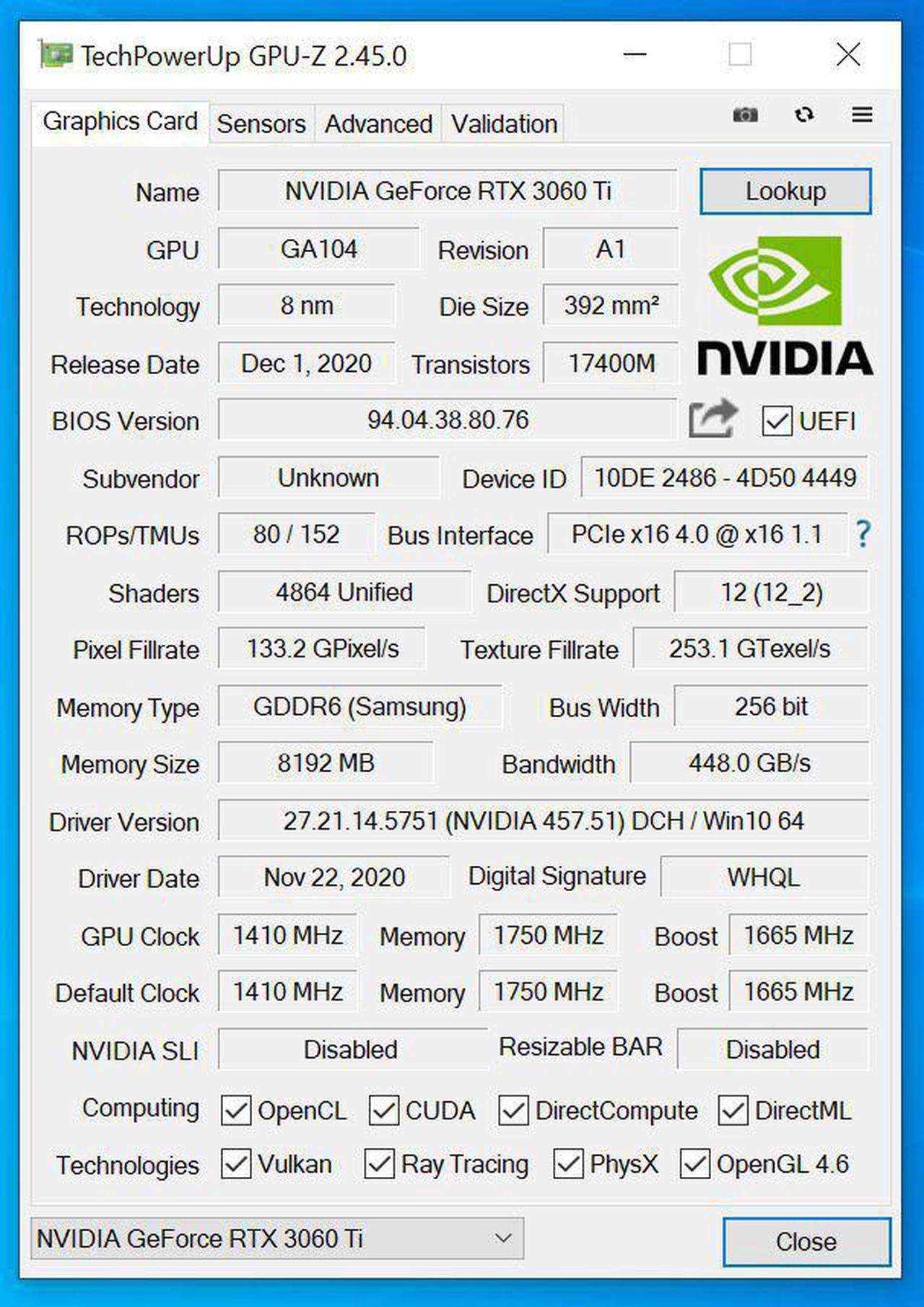 Alt view image 2 of 6 - HP Nvidia RTX 3060 Ti M31640-001 Gaming Video Graphics Card Non-LHR Ampere 8GB GDDR6 FHR Full Hash Rate