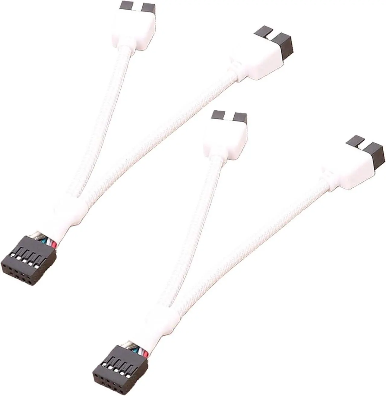 Main image of USB 2.0 9Pin Female to Dual 9-Pin Male Extension Cable 2Pack,Motherboard 9-PIN USB2.0 Header Splitter Nylon Braided for Computer Internal Motherboard-White
