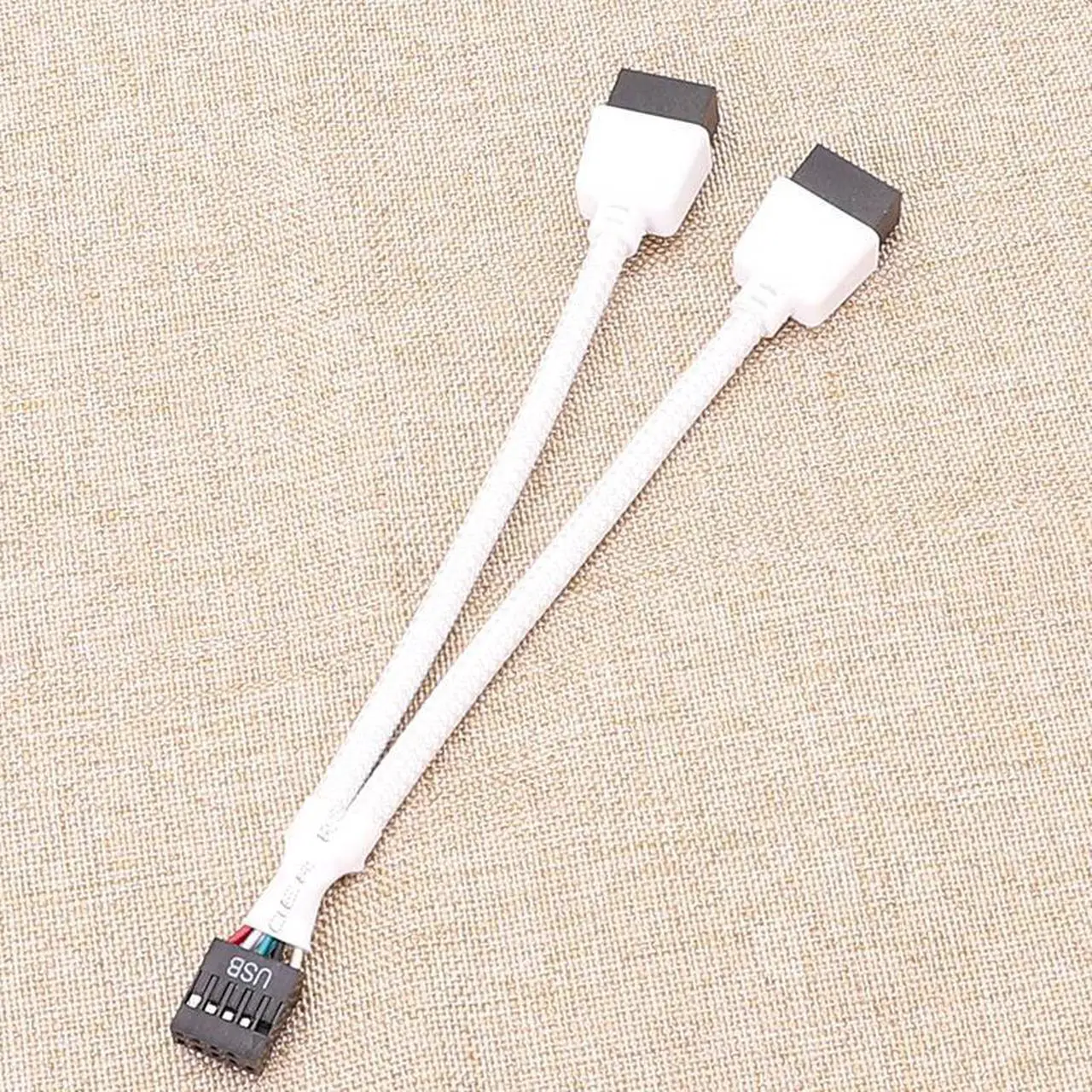 Alt view image 4 of 5 - USB 2.0 9Pin Female to Dual 9-Pin Male Extension Cable 2Pack,Motherboard 9-PIN USB2.0 Header Splitter Nylon Braided for Computer Internal Motherboard-White