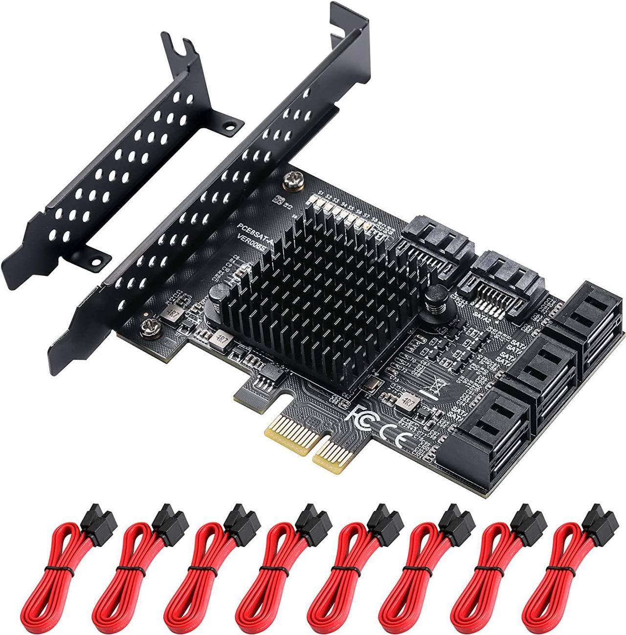 PCIe SATA Card 8 Ports with 8 SATA Cables and Slim Bracket, 6Gbps SATA 3.0 PCIe Card, Support 8 Ports SATA PCI-E 3.0 GEN3 Devices