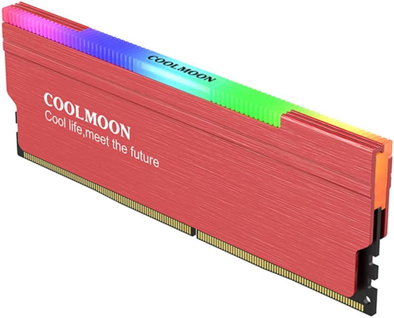 COOLMOON CR-D134S ARGB RAM Heatsink Heat Spreader Cooler Memory Cooling Vest for Desktop Computer PC Memory (Red)