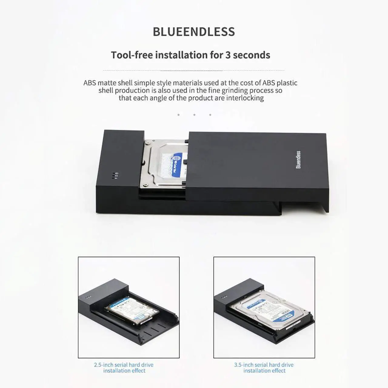 Alt view image 6 of 7 - Nurbenn Toolfree USB 3.0 to SATA External 3.5 Hard Drive Enclosure Case for 3.5" SATA HDD and SSD[Support UASP and 6TB Drives]
