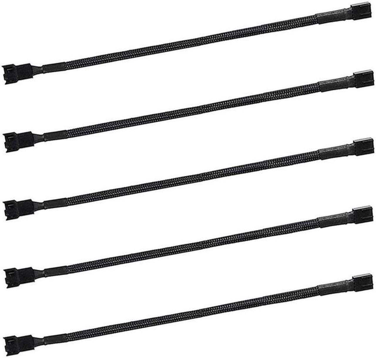 Main image of Gillbro's  5 Pack- 11.8 inch PWM Fan Extension Cable PC Fan Extension Cable Compatible with ATX Case 3 Pin & 4 Pin Cooling Fans Durable Black Nylon Braided Case Fan Extension Cable