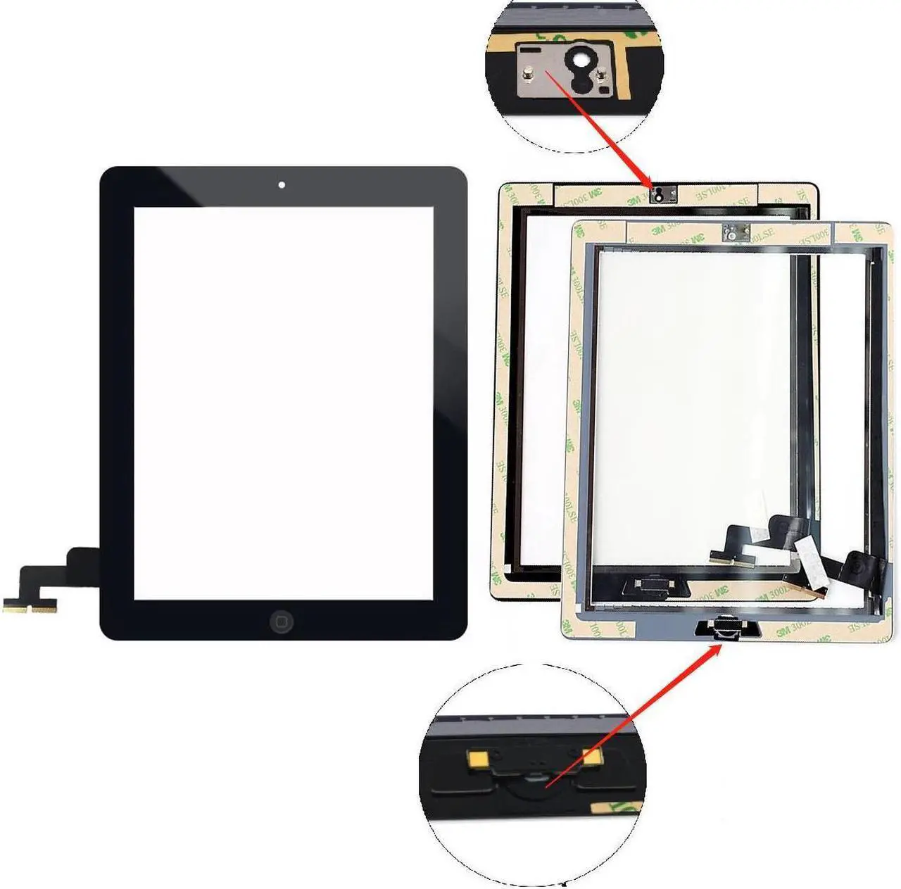Alt view image 7 of 7 - New Black Screen Glass Digitizer replacement for iPad 2 A1395 A1397 A1396 with Home Button + Tools