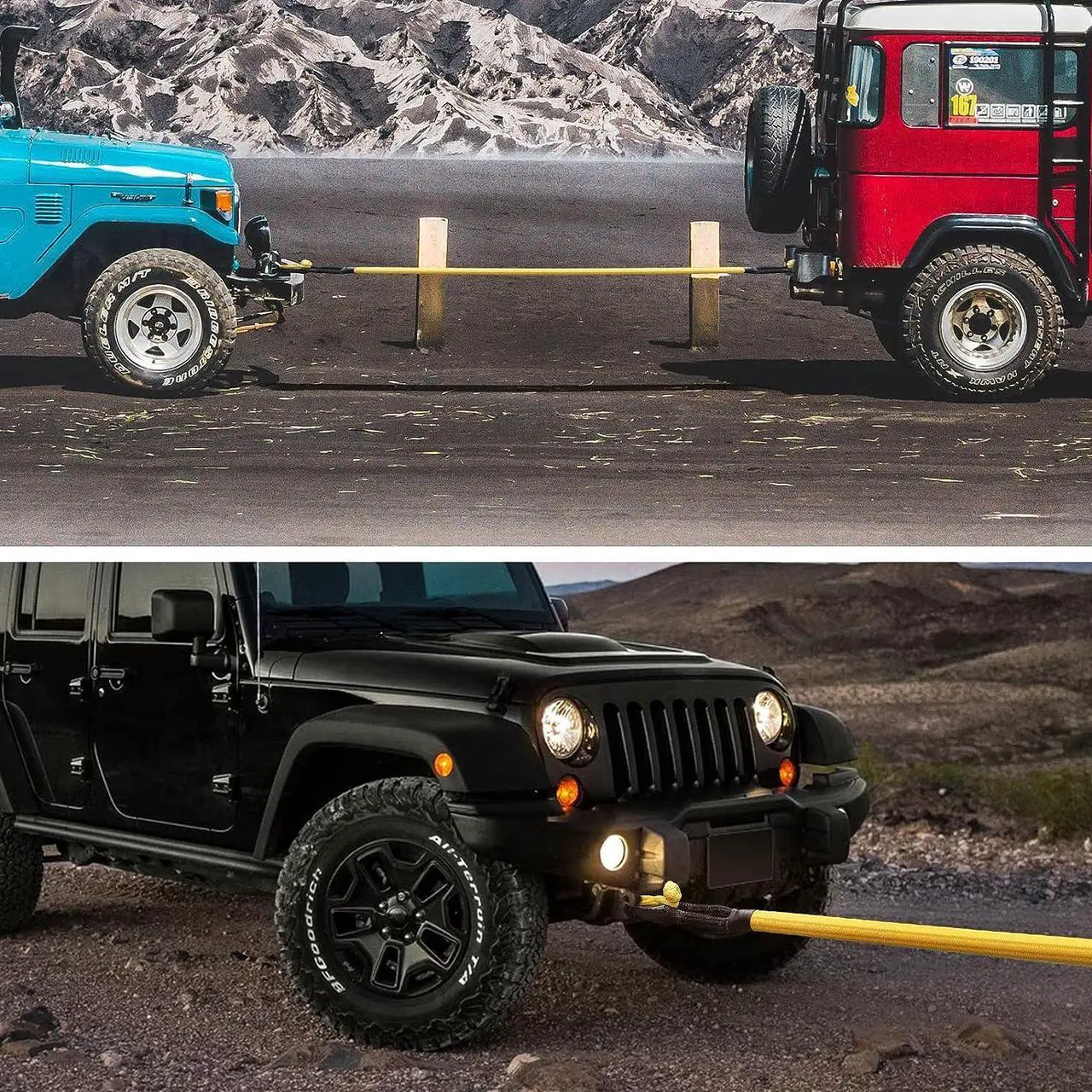 Alt view image 7 of 7 - GODIAG Kinetic Recovery Tow Rope 14Tons Pulling Force 20ft/6M 2.5CM Diameter with 2 Soft Shackles for Jeep/ATV/SUV/UTV/Truck/Field Rescue