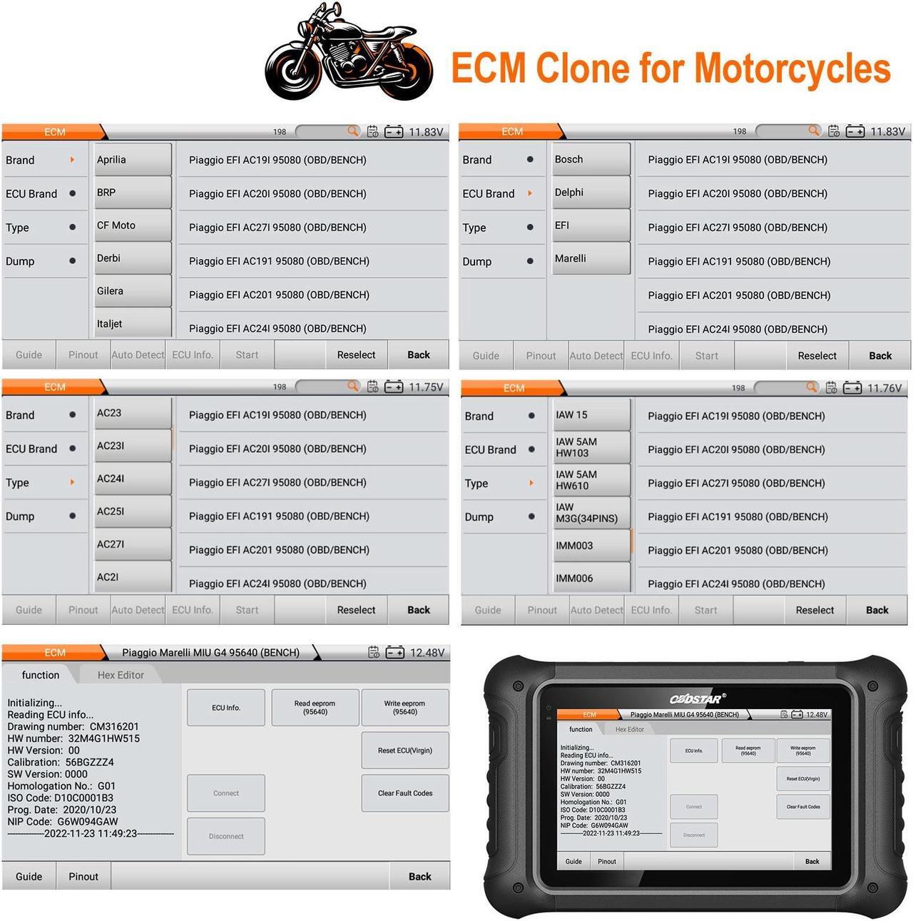 Alt view image 4 of 5 - OBDSTAR DC706 Full Version Car and Motorcycle ECU TCM BCM Programmer Cloning Tool by OBD Bench Boot PK I/O Terminal