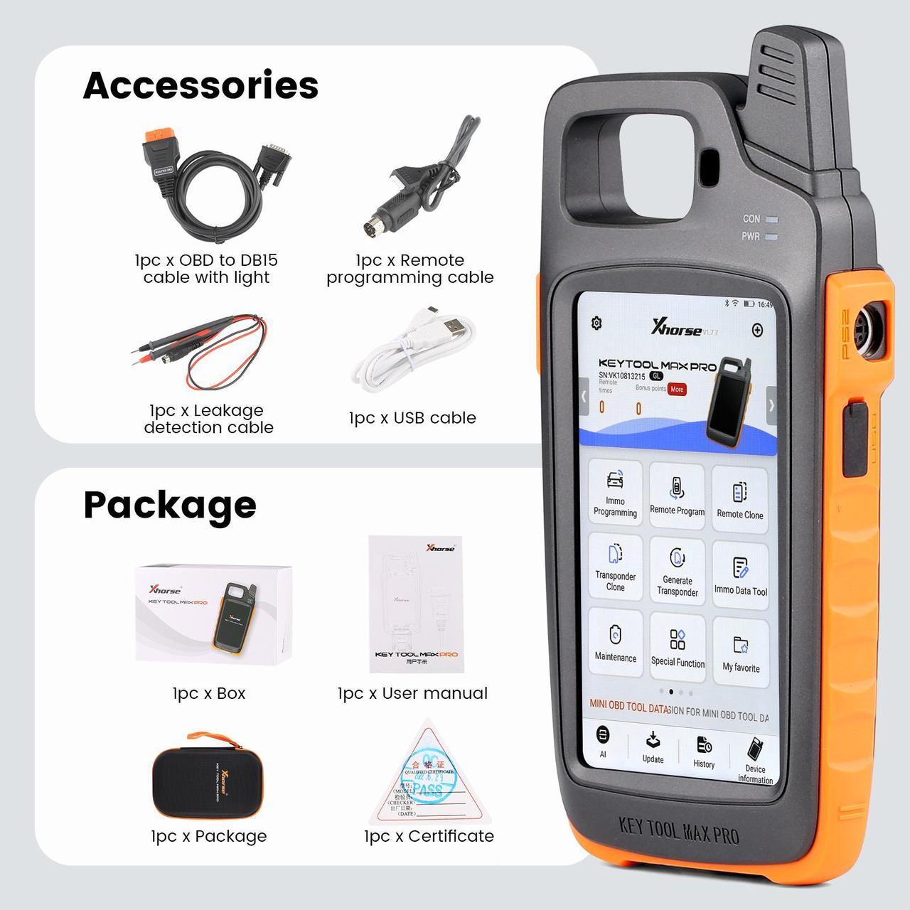 Alt view image 7 of 7 - Xhorse VVDI Key Tool Max Pro With Mini OBD Tool Function Support TPMS, CAN FD, Read Voltage, Leakage Current and BMW CAS1-CAS3 IMMO