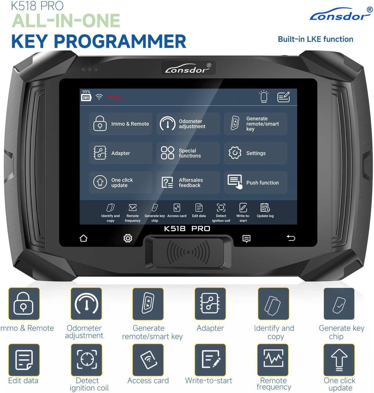 Alt view image 2 of 6 - Lonsdor K518 PRO Full Version All In One Key Programmer with 2pcs LT20, Toyota FP30 Cable, Nissan 40 BCM Cable JCD JLR and ADP Adapter