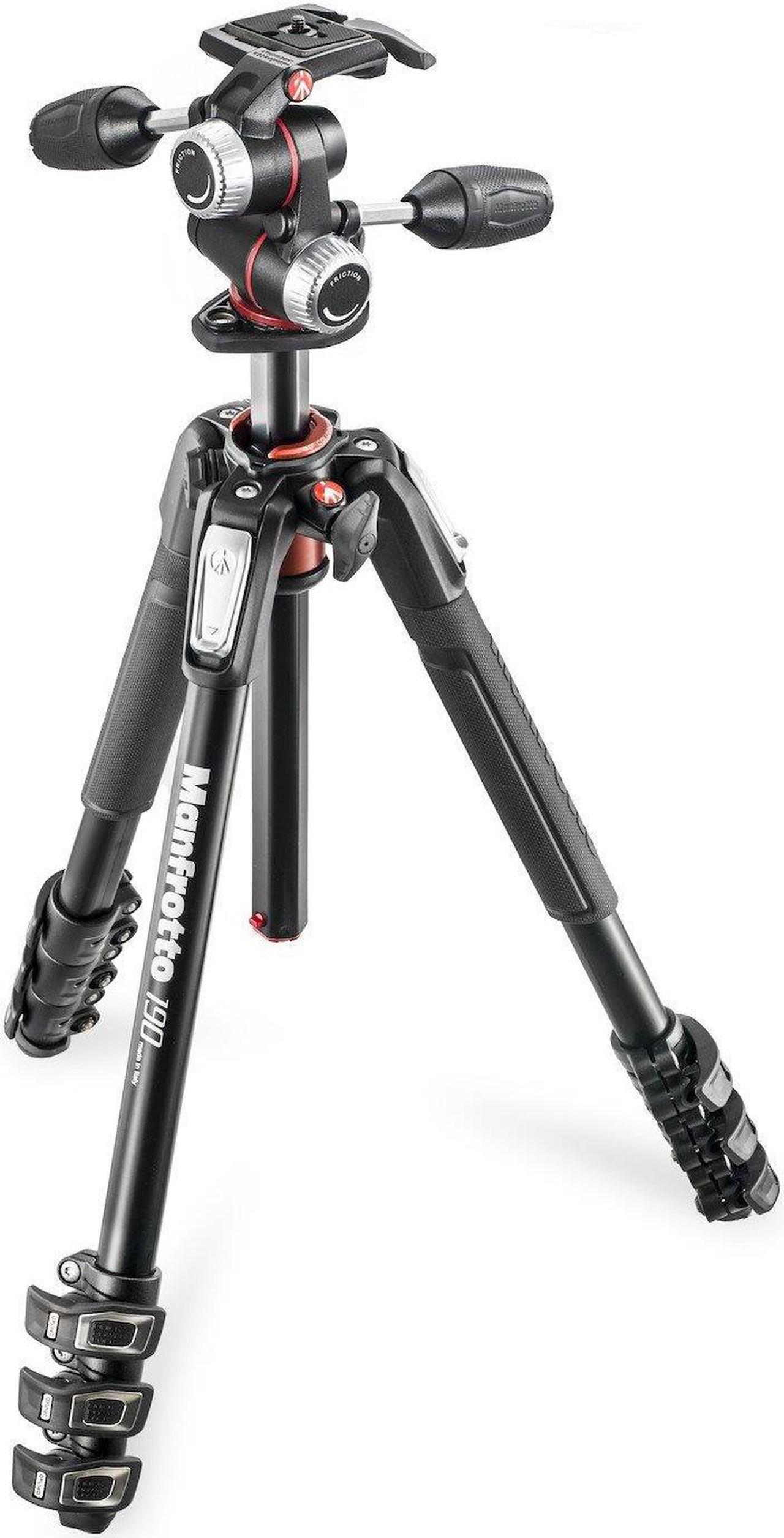 Alt view image 2 of 6 - Manfrotto MK190XPRO4-3W 190 Aluminum 4-Sec Tripod Kit with 3-Way Head, QR Plate