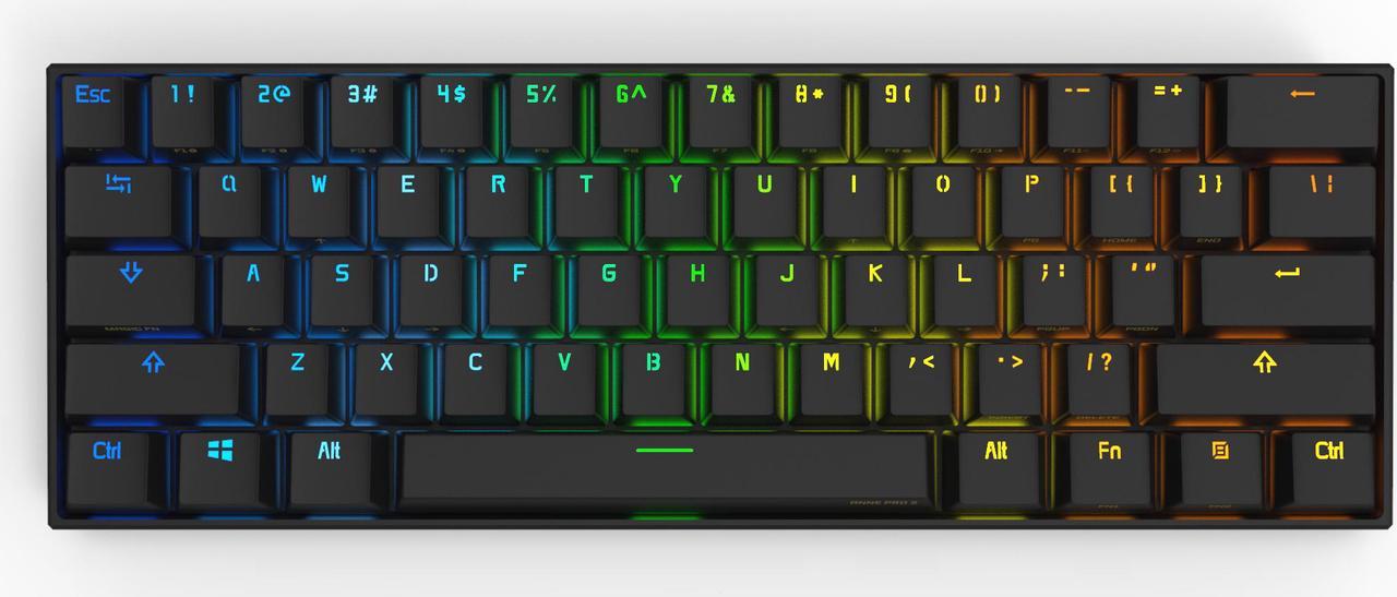 Anne Pro 2 Wired/ Wireless Gaming Mechanical Keyboard 60% RGB Bluetooth 4.0 PBT Key Cap N-Key Roll Over Type-c Red Switch (Black)