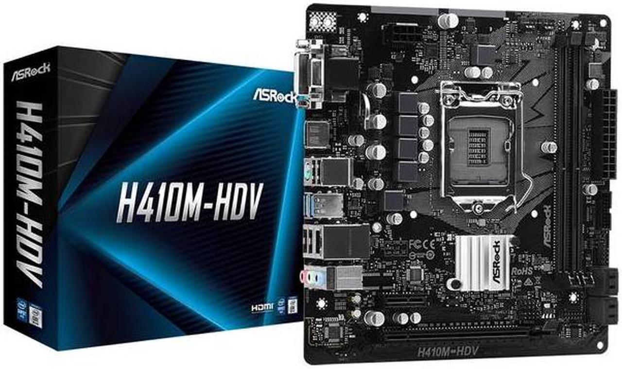 Alt view image 3 of 5 - ASRock H410M-HDV LGA 1200 Intel H410 Micro ATX Intel Motherboard