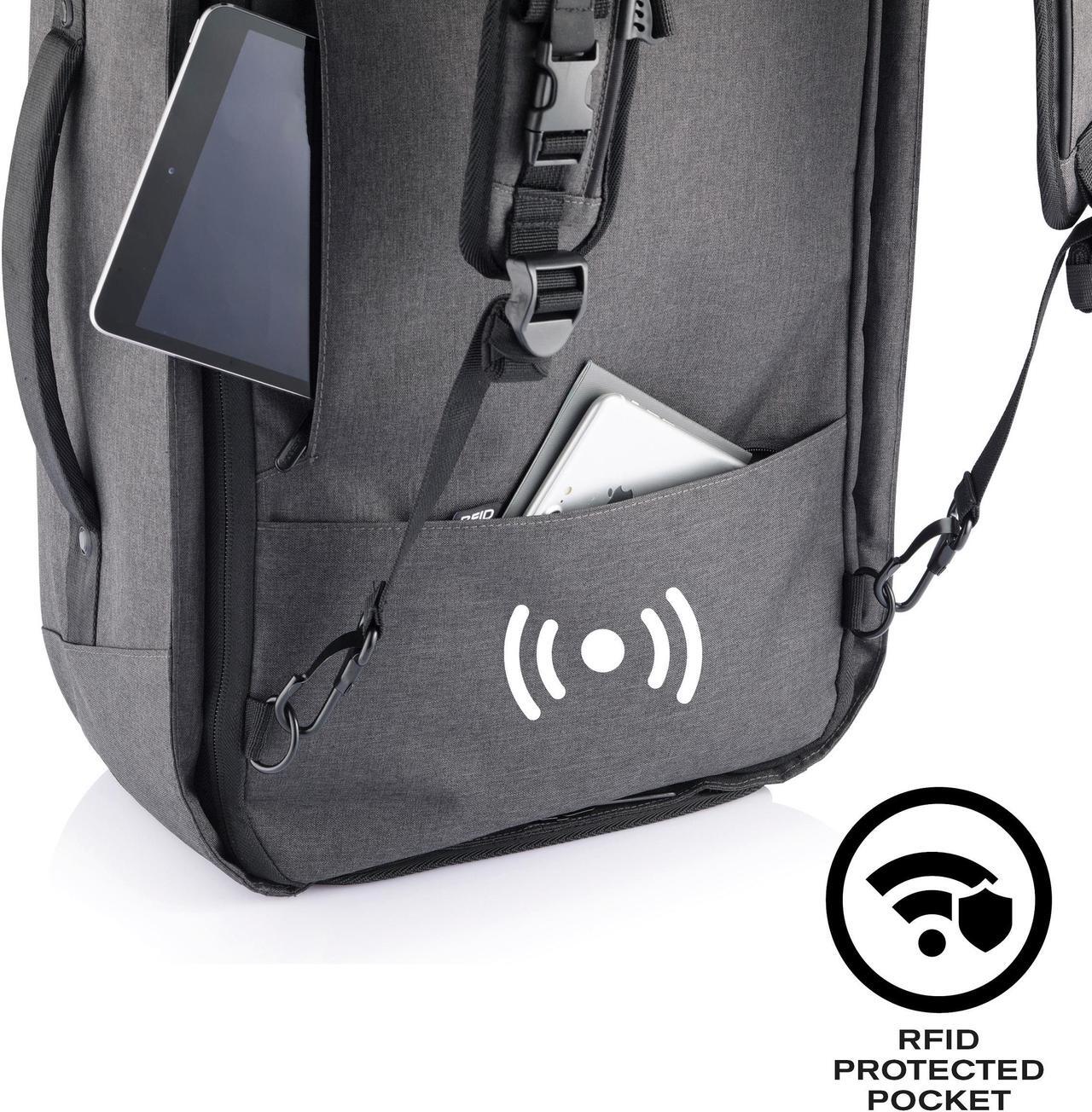 Alt view image 6 of 18 - XD Design Bobby Duffle 30L Carry-On Weekend Travel Anti-Theft Backpack Black