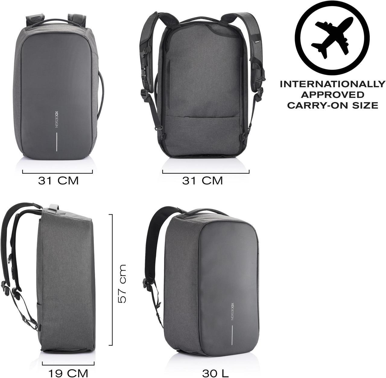 Alt view image 4 of 18 - XD Design Bobby Duffle 30L Carry-On Weekend Travel Anti-Theft Backpack Black