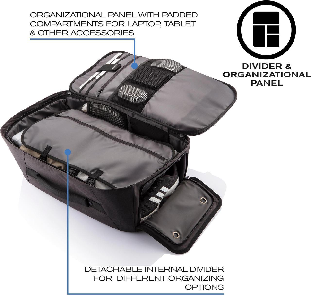 Alt view image 5 of 18 - XD Design Bobby Duffle 30L Carry-On Weekend Travel Anti-Theft Backpack Black