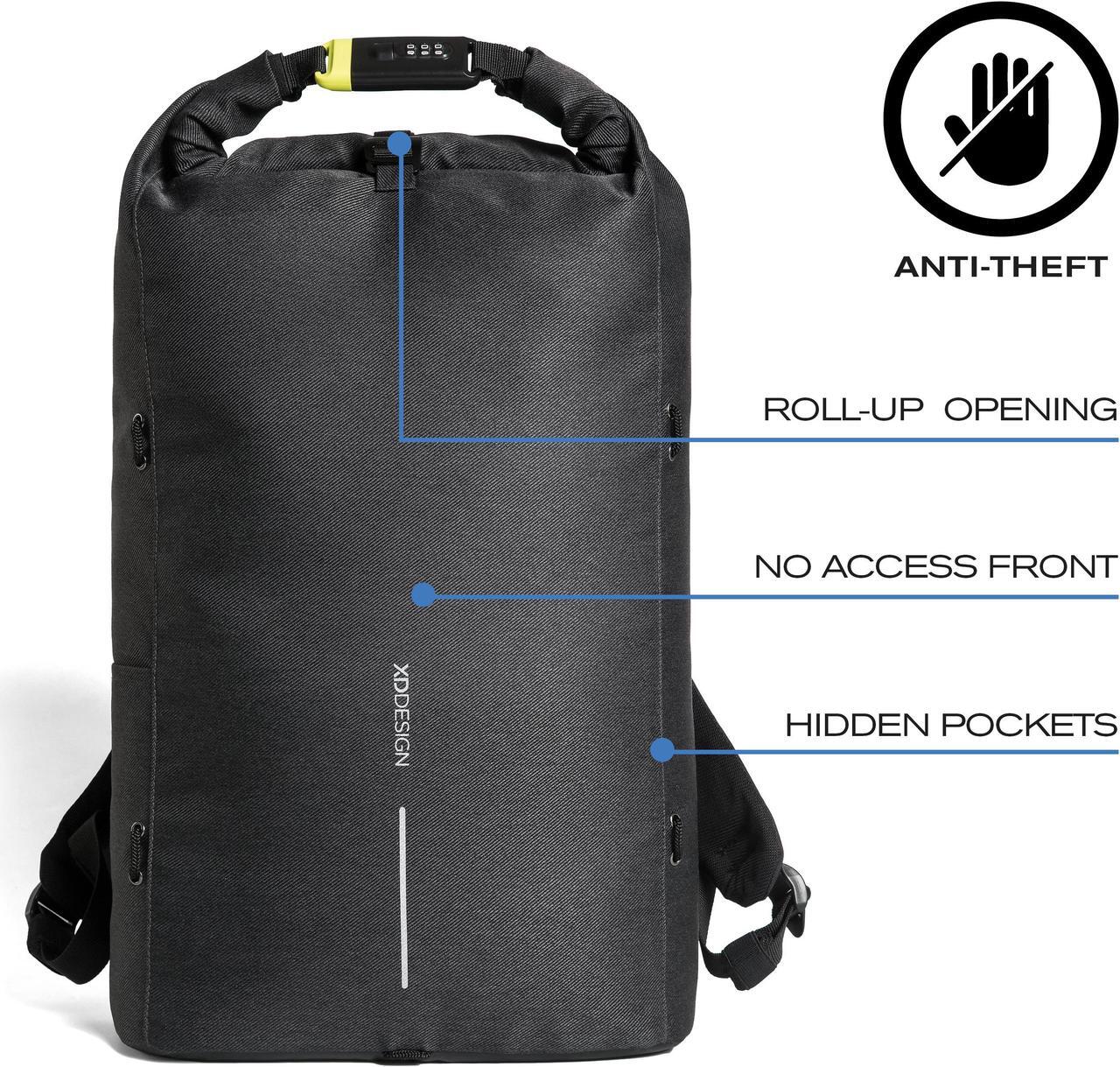 Alt view image 2 of 19 - XD Design Urban Lite Anti-Theft Laptop Backpack Black (Unisex Travel Bag)