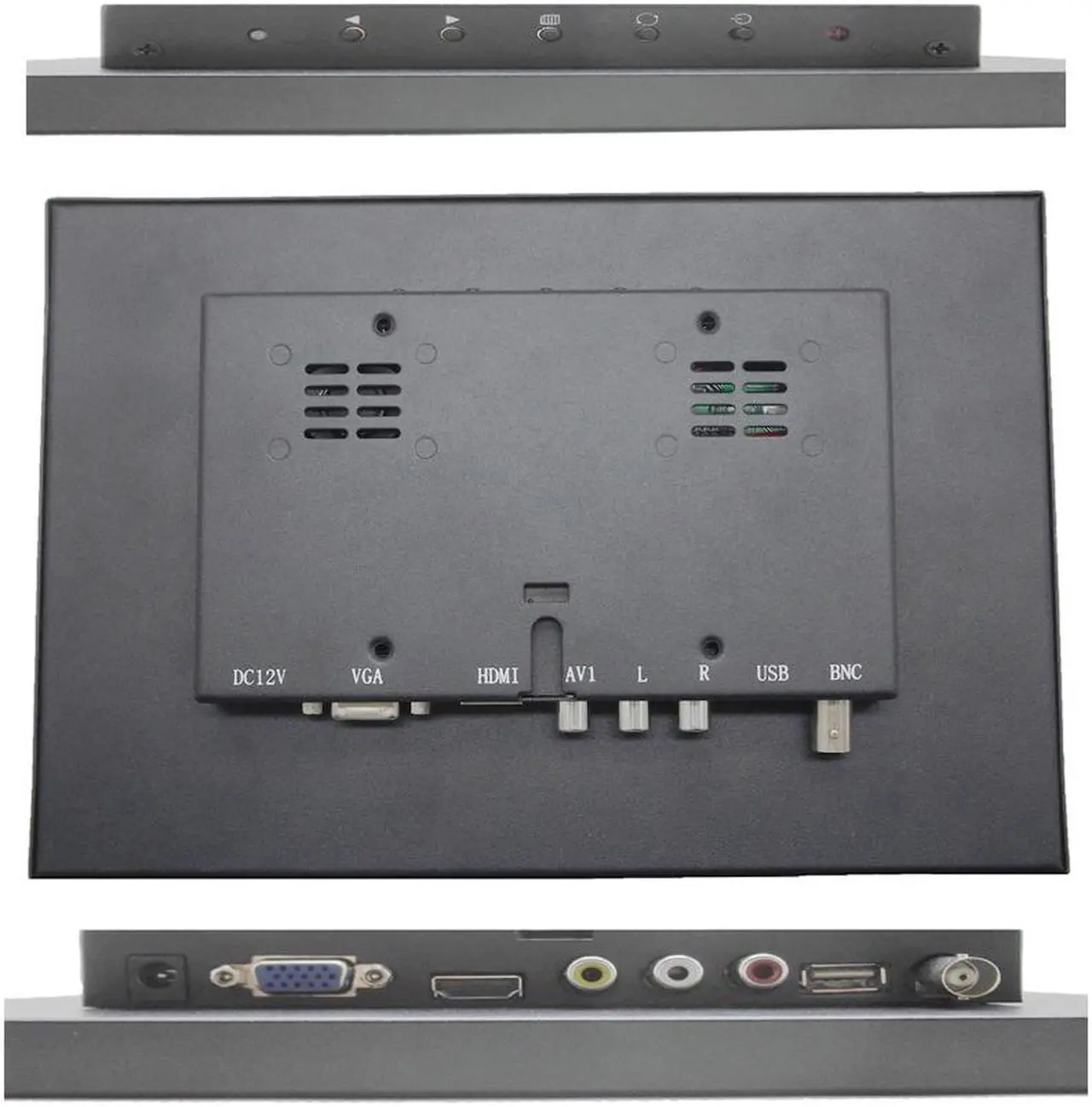 Alt view image 3 of 6 - 10 inch Monitor 1920x1200 FHD1080P IPS Display with Video Audio VGA AV BNC USB HDMI for CCTV Camera PC DVD Laptop