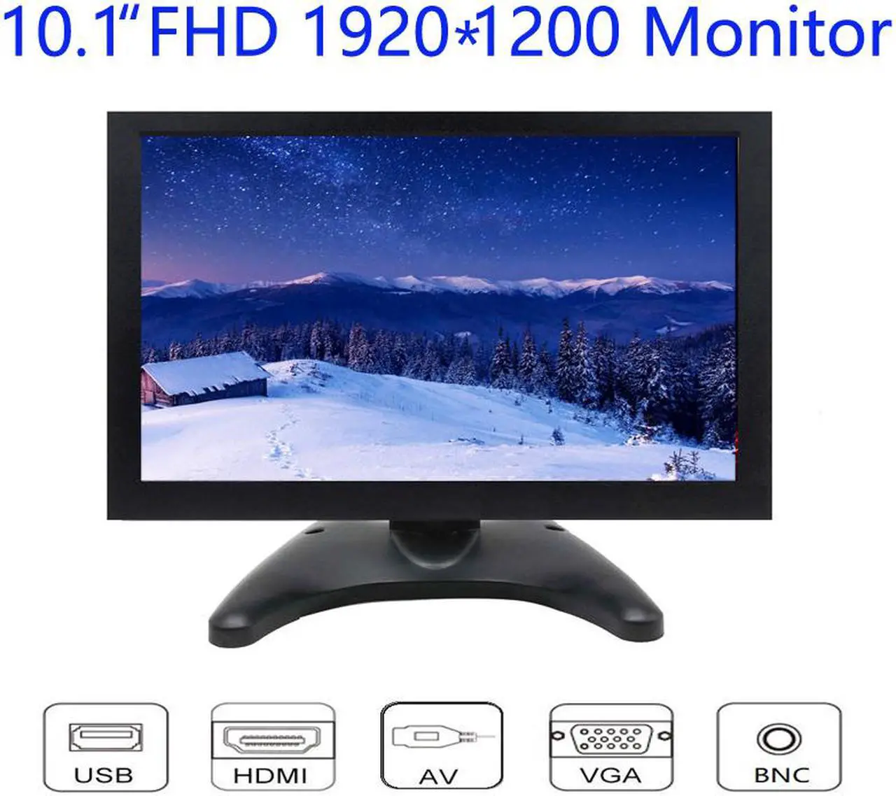 Main image of 10 inch Monitor 1920x1200 FHD1080P IPS Display with Video Audio VGA AV BNC USB HDMI for CCTV Camera PC DVD Laptop