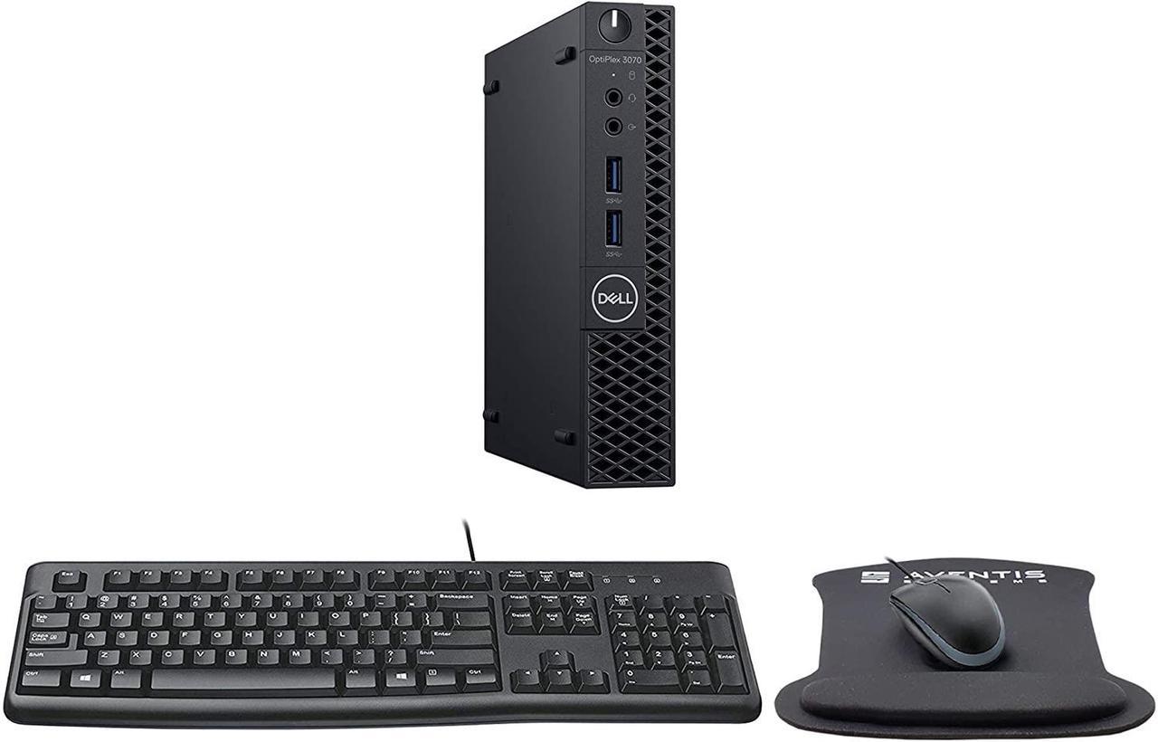 Dell Optiplex 3070 Micro PC Desktop Bundle with Keyboard, Mouse, and Mouse Pad, Intel Core i3-9100T, 4GB DDR4, 256GB NVMe SSD, Windows 10 Pro