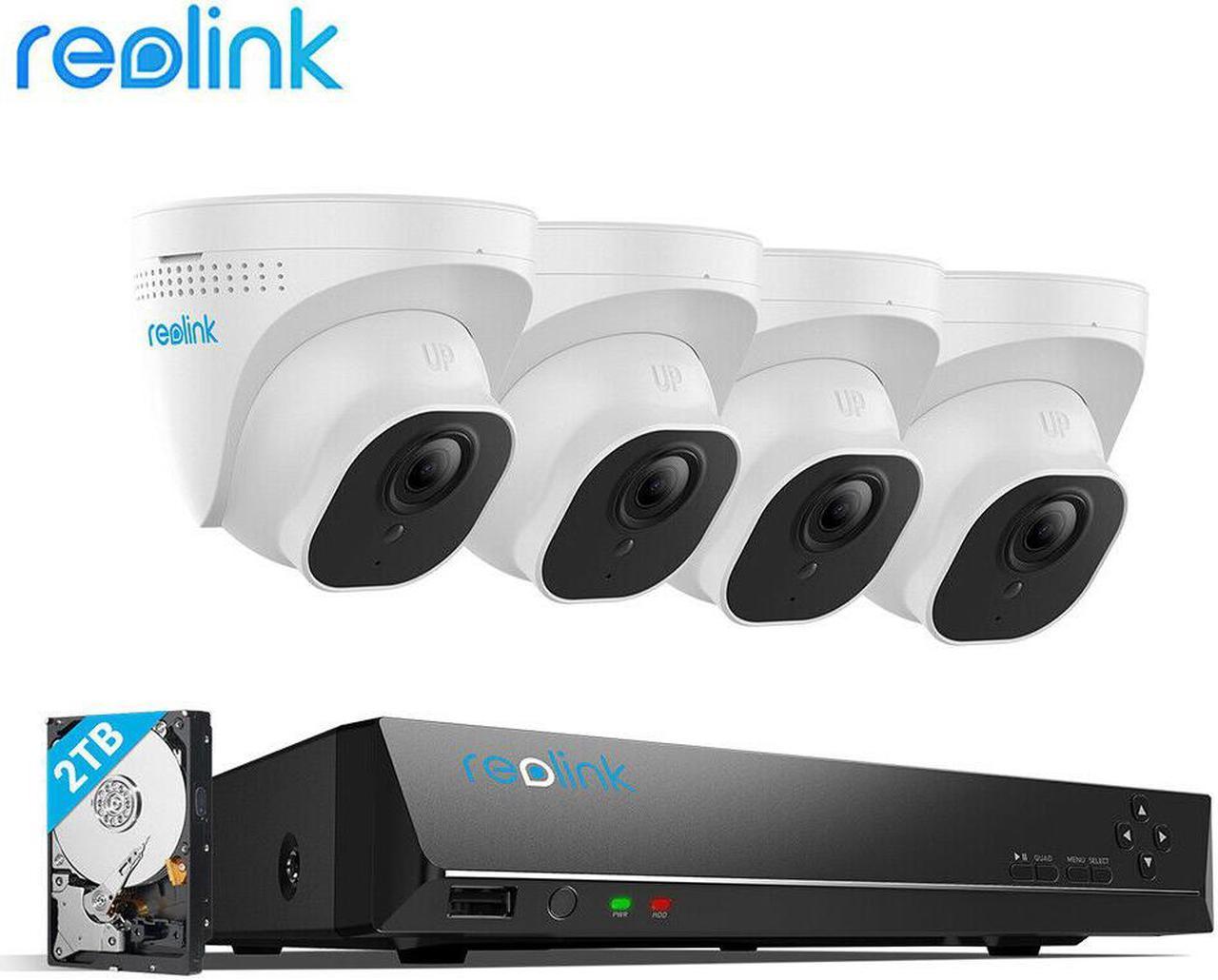 Reolink 8CH 5MP PoE Home Security Camera System, 4x Wired 5MP Outdoor POE Dome IP Cameras, 8MP/4K 8CH 2TB HDD NVR for 24x 7 Recording, RLK8-520D4-5MP