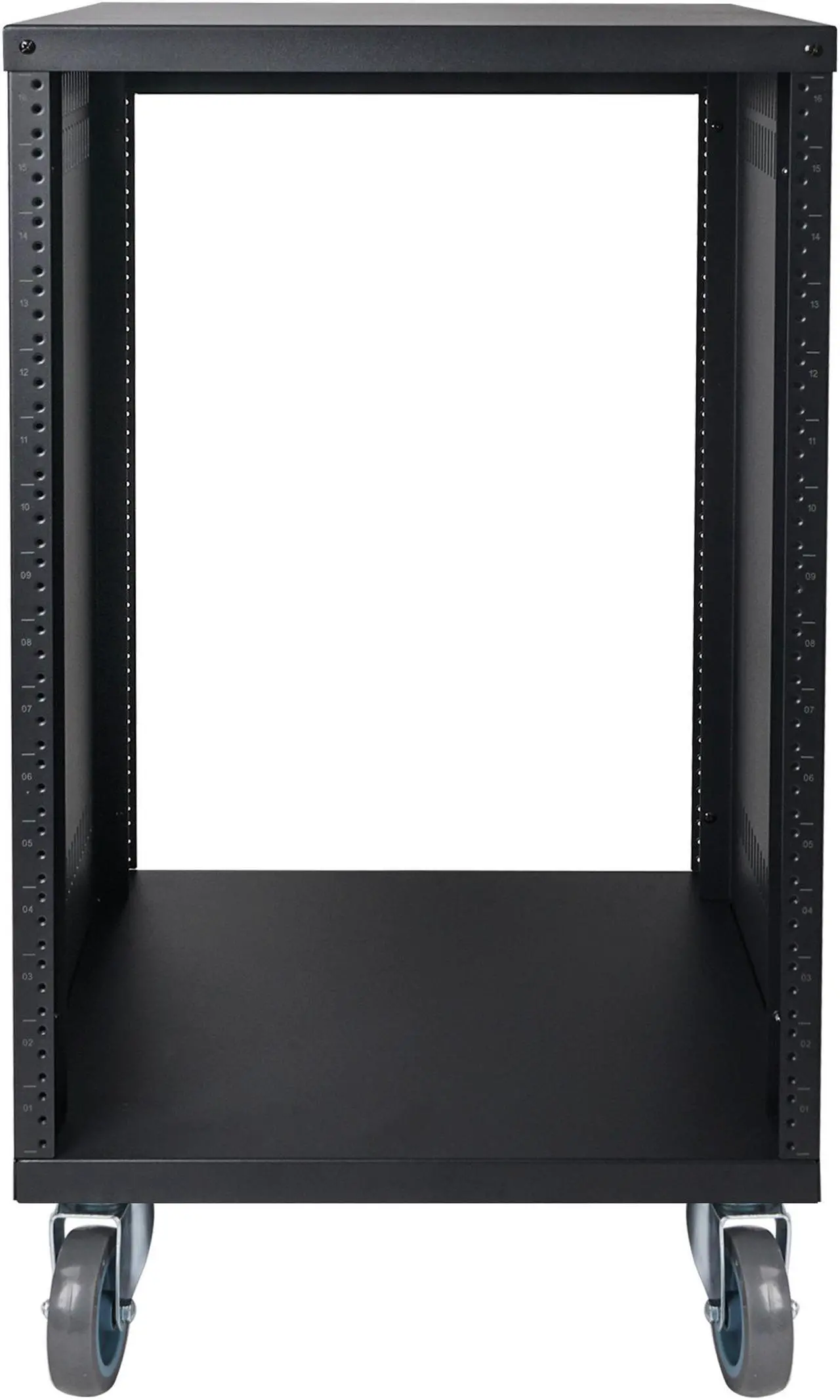 Alt view image 4 of 7 - STRK-M16U Sound Town 16U Universal Steel Rack, w/ 3" Locking Casters, Vented Side Panels for Audio Video, Server and Network Equipment (STRK-M16U)