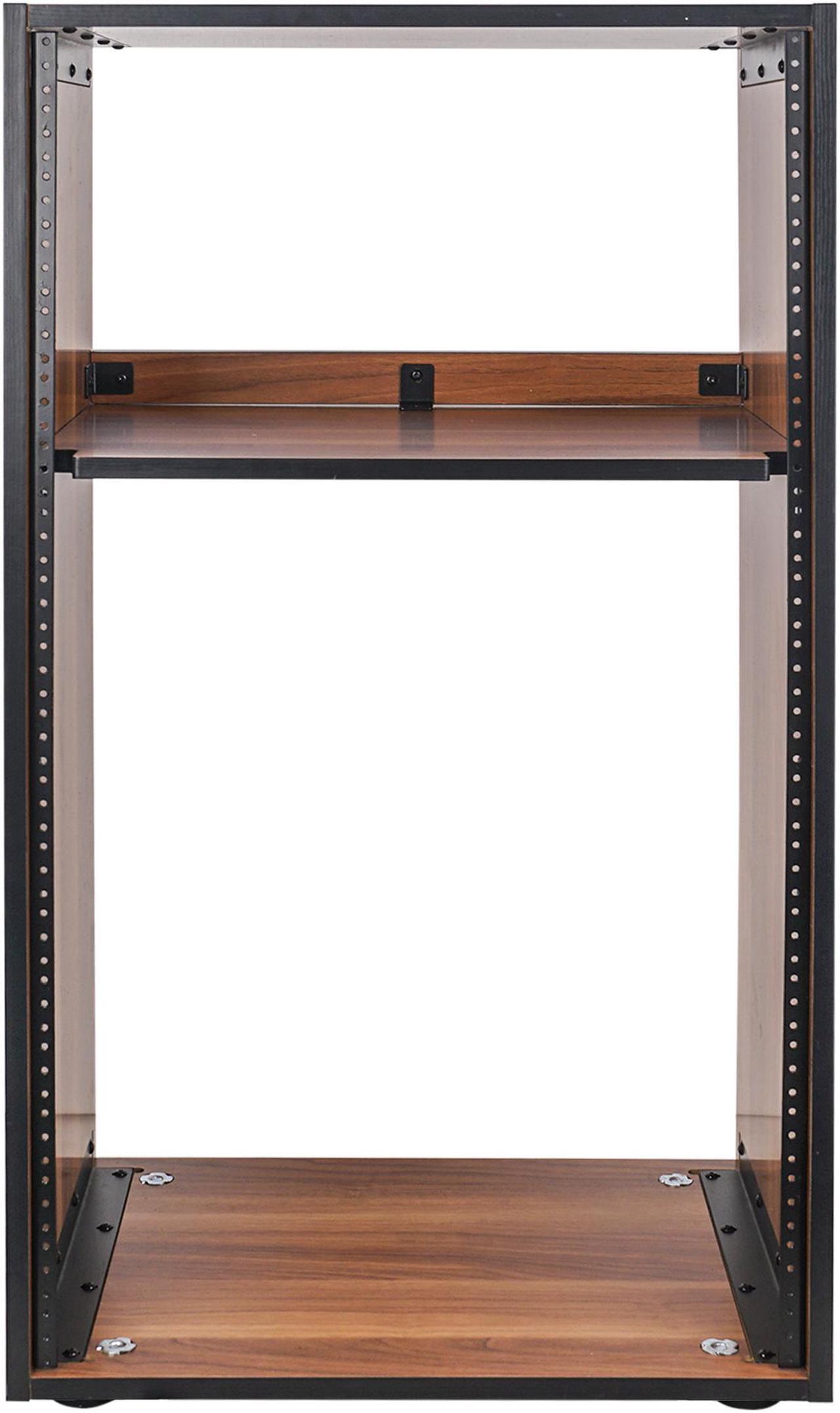 Alt view image 3 of 6 - Sound Town DIY 20U Studio Rack with Furniture Grade Walnut Laminate, Rubber Feet, Casters (SDRK-20WN)