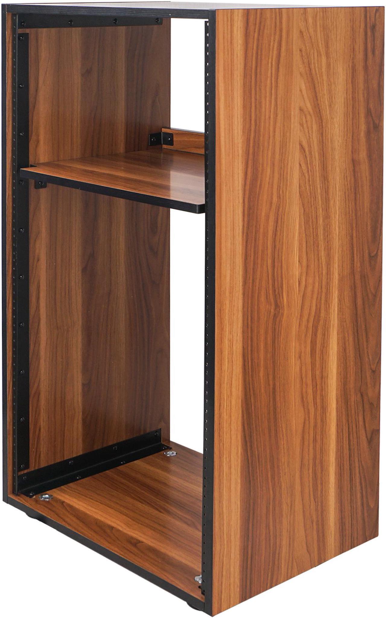 Alt view image 4 of 6 - Sound Town DIY 20U Studio Rack with Furniture Grade Walnut Laminate, Rubber Feet, Casters (SDRK-20WN)