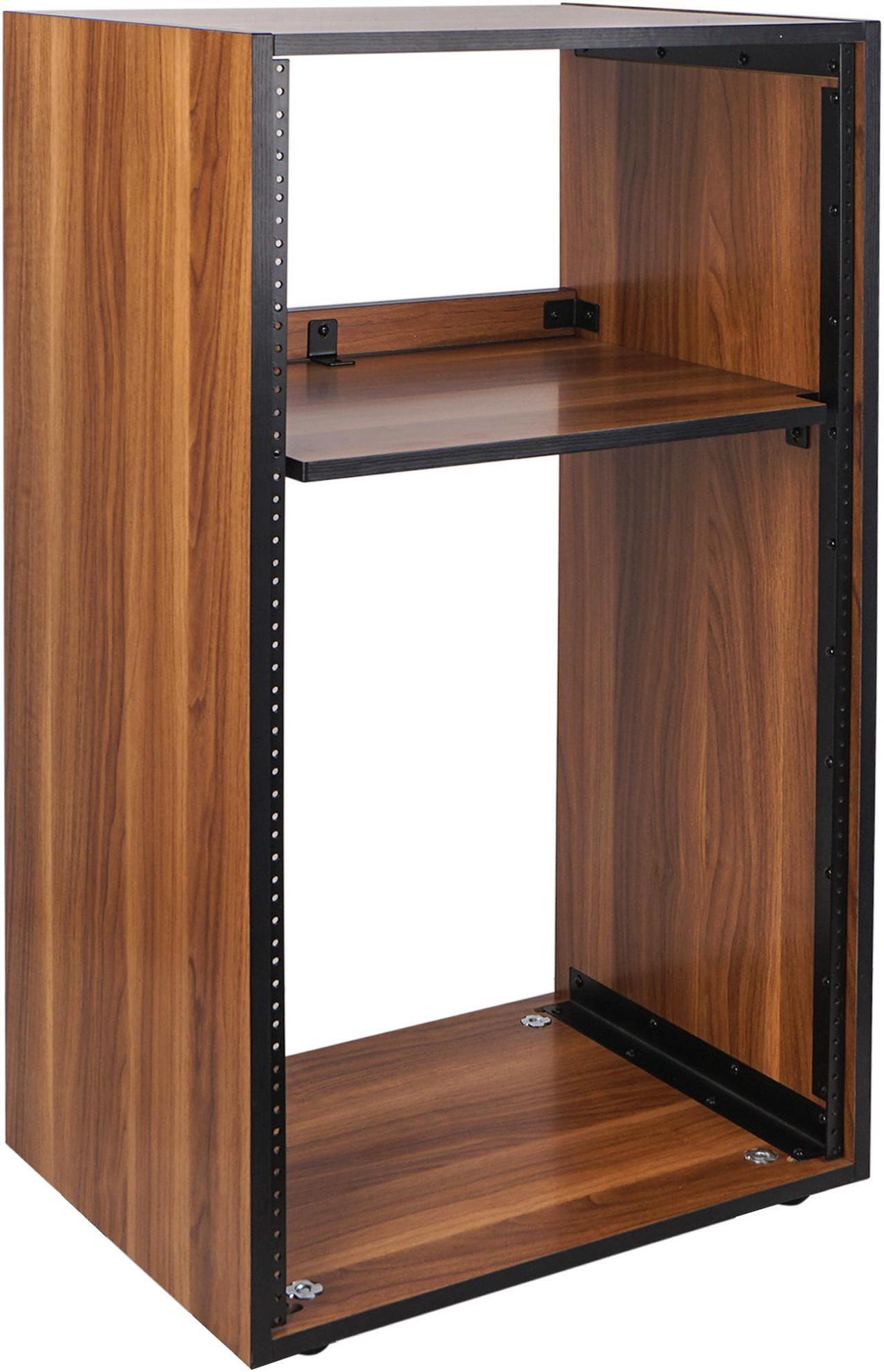 Alt view image 2 of 6 - Sound Town DIY 20U Studio Rack with Furniture Grade Walnut Laminate, Rubber Feet, Casters (SDRK-20WN)