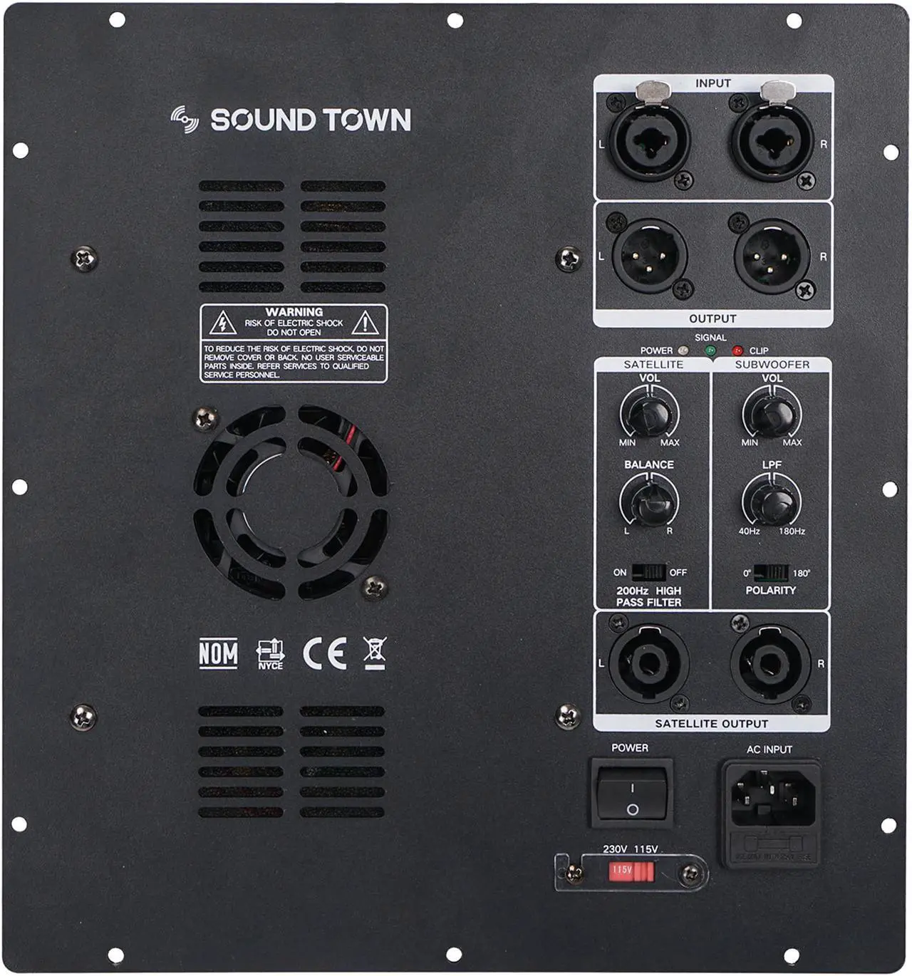 Alt view image 8 of 8 - Sound Town 1600 Watts 15” Powered Subwoofer with 2 Speaker Outputs, Plywood Enclosure and 2 Wheels, Black (CARPO-15SPW)