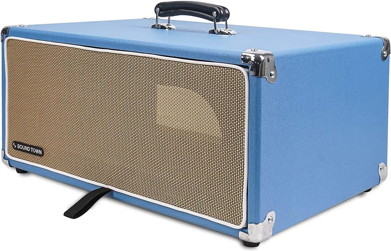 Alt view image 4 of 7 - Sound Town Vintage 4U Amp Rack Case, 12.5" Depth with Rubber Feet, Dust Cover, Kickstand, Beau Blue (STVRC-4BL)