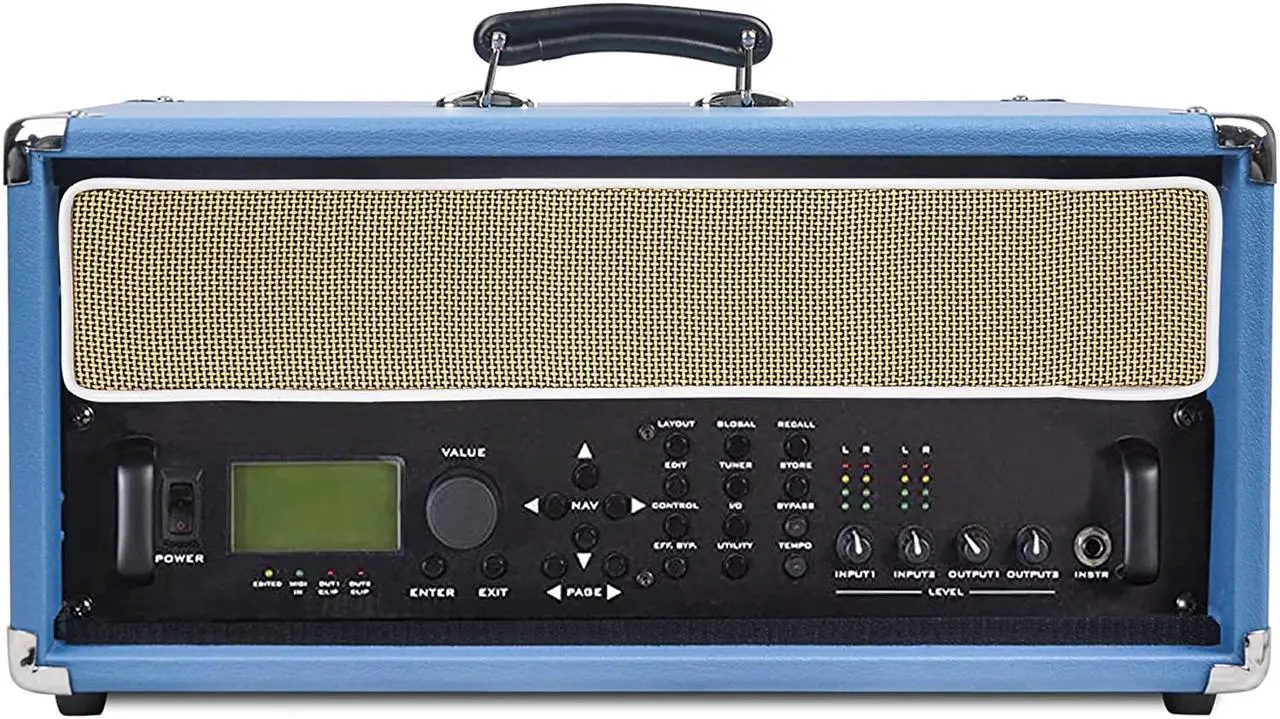 Main image of Sound Town Vintage 4U Amp Rack Case, 12.5" Depth with Rubber Feet, Dust Cover, Kickstand, Beau Blue (STVRC-4BL)