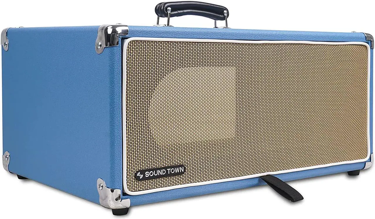 Alt view image 2 of 7 - Sound Town Vintage 4U Amp Rack Case, 12.5" Depth with Rubber Feet, Dust Cover, Kickstand, Beau Blue (STVRC-4BL)