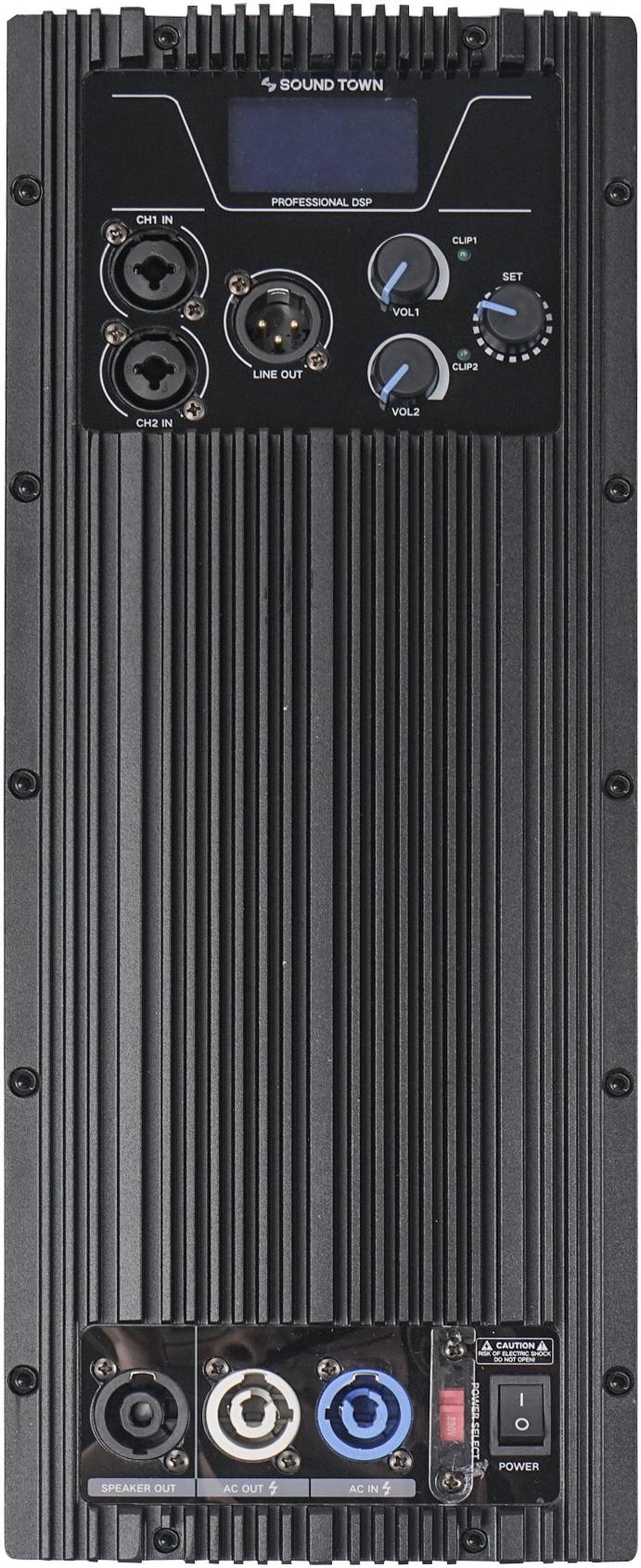 Alt view image 7 of 7 - Sound Town Line Array Column PA/DJ Speaker System with One 18" Powered Subwoofer w/DSP and Speaker Output, One 6 x 3 Line Array Column Speakers, Black (CARME-18M64)