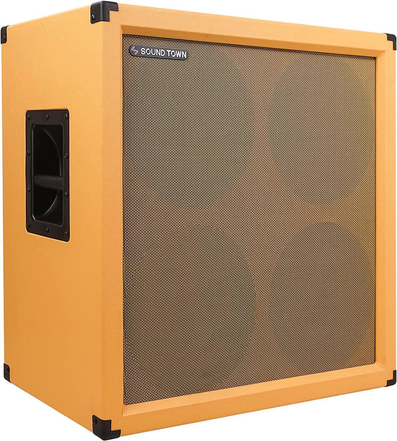 Main image of Sound Town 4x12" Empty Guitar Speaker Cabinet, Birch Plywood, Orange, Wheat Cloth Grill, Compatible with Celestion/Eminence Speakers (GUC412OR-EC)