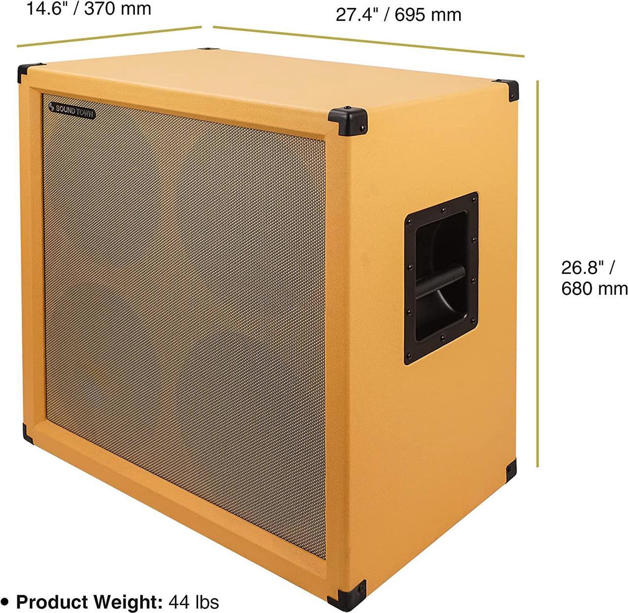 Alt view image 3 of 6 - Sound Town 4x12" Empty Guitar Speaker Cabinet, Birch Plywood, Orange, Wheat Cloth Grill, Compatible with Celestion/Eminence Speakers (GUC412OR-EC)